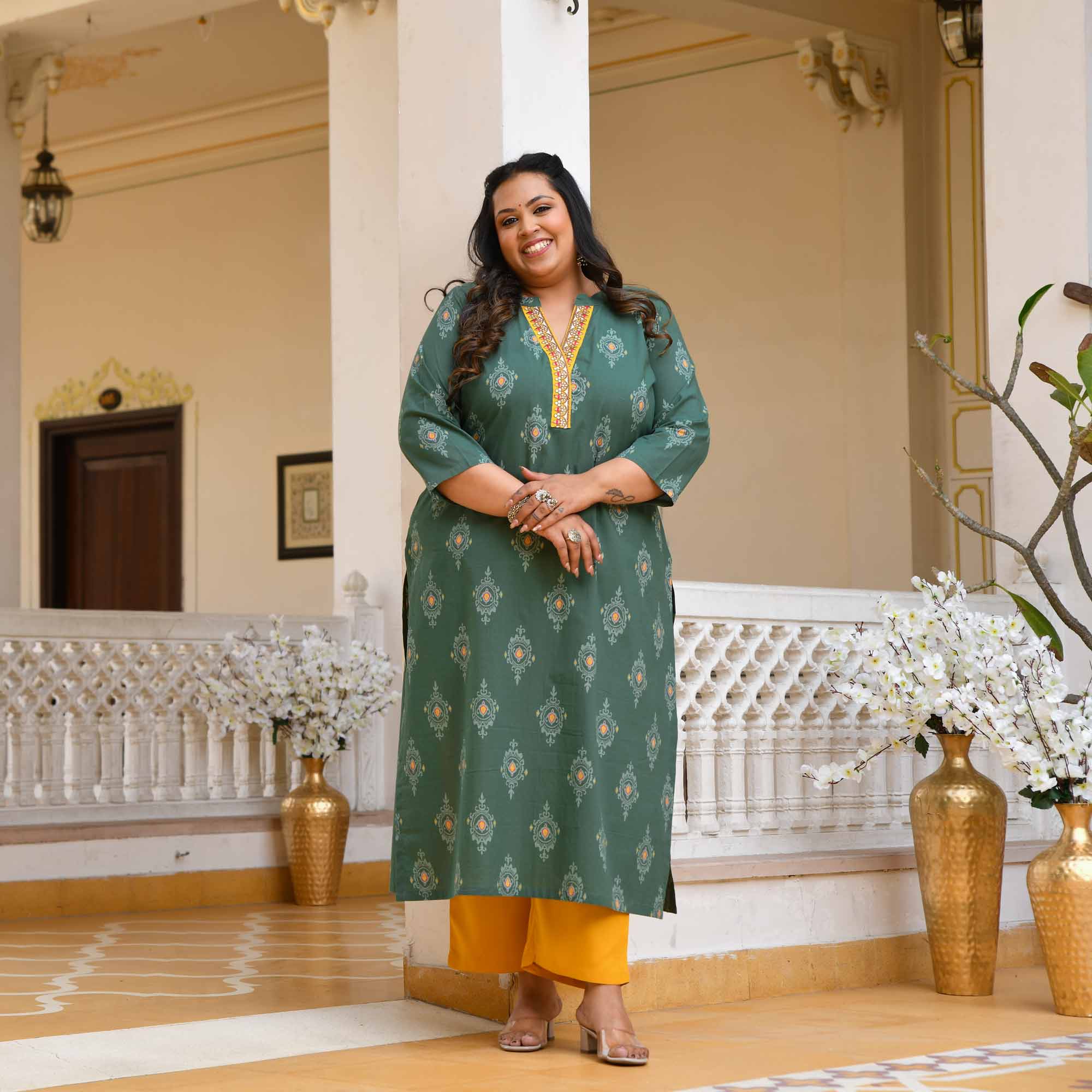 Paan Ice- Green Butta Printed Pure Cotton Kurta