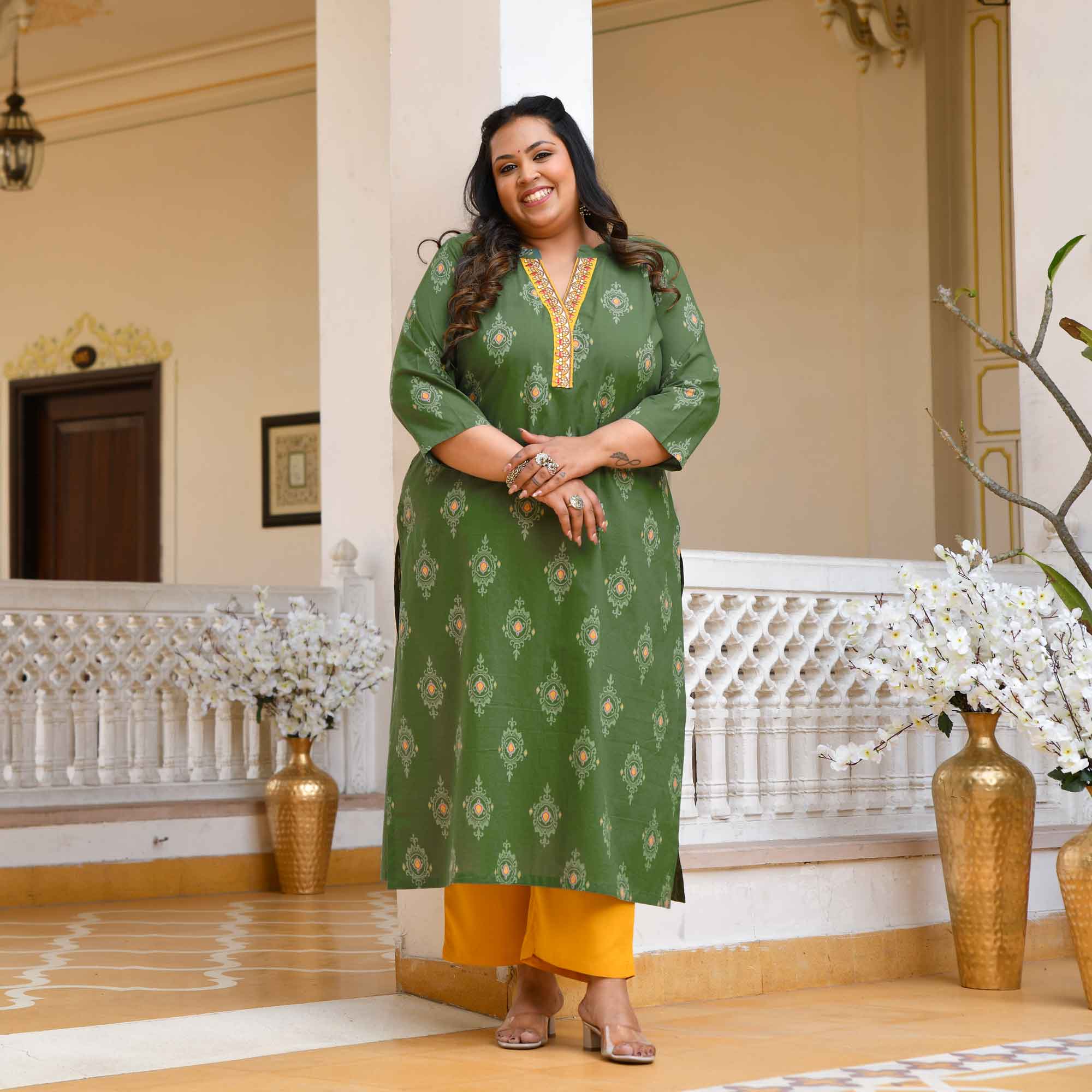 Paan Ice- Green Butta Printed Pure Cotton Kurta