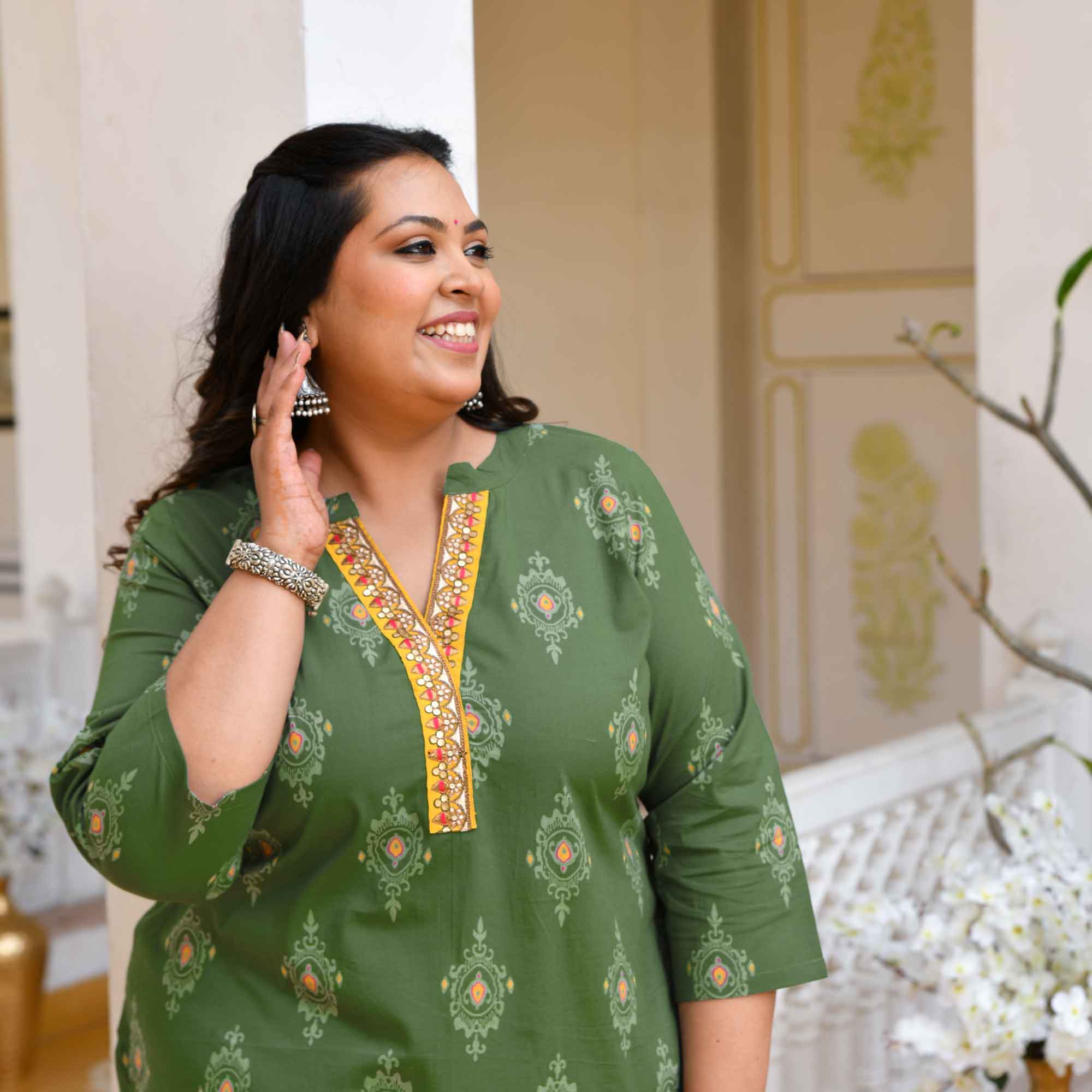 Paan Ice- Green Butta Printed Pure Cotton Kurta