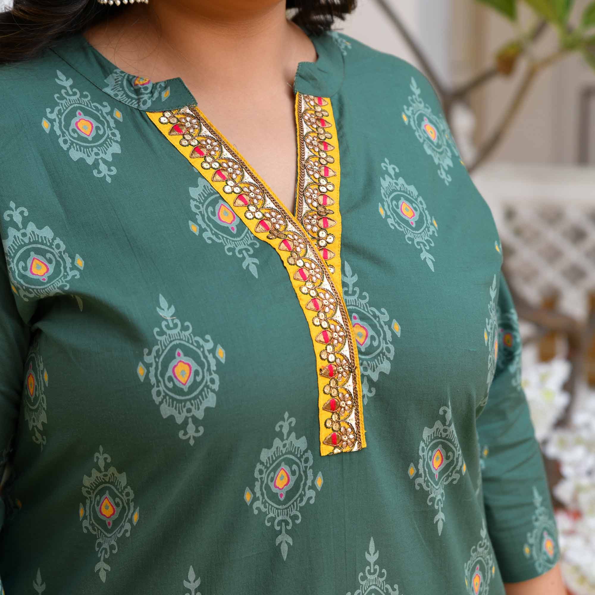 Paan Ice- Green Butta Printed Pure Cotton Kurta