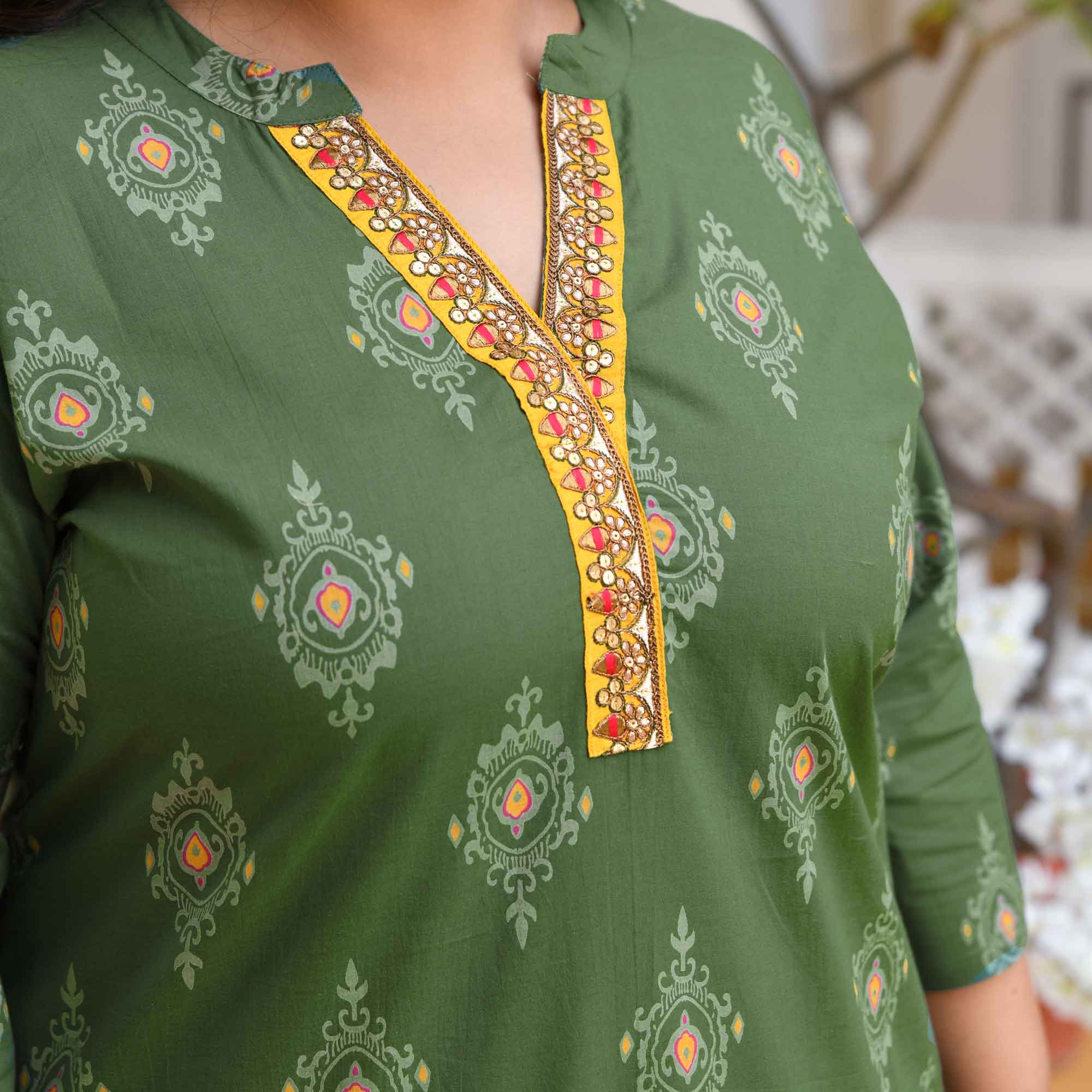 Paan Ice- Green Butta Printed Pure Cotton Kurta