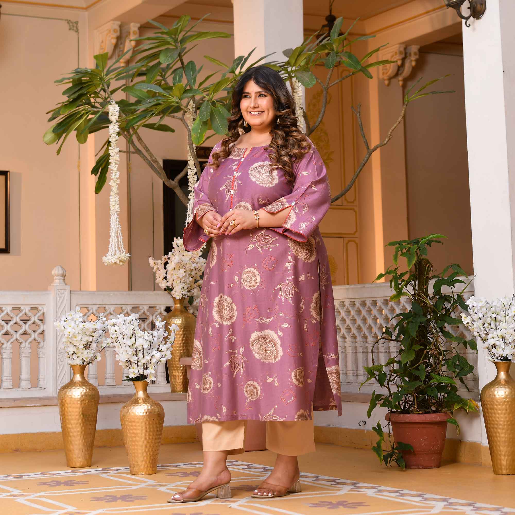 Mishri- Pearly Purple Floral Print Modal Viscose Ble