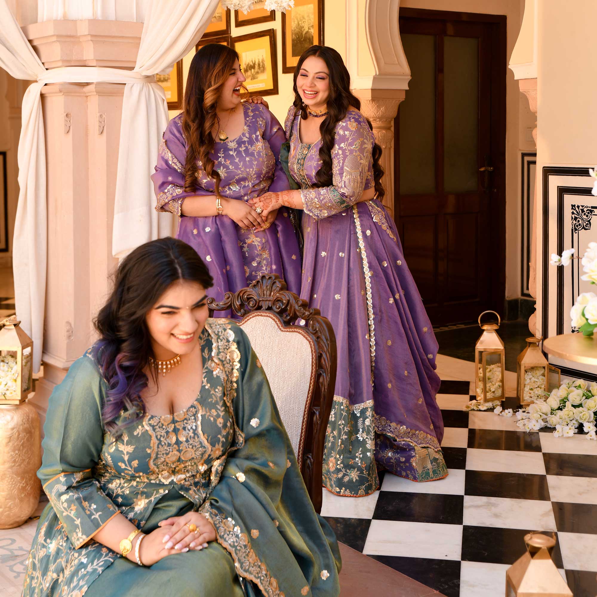 Gayatri- Teal Green Sequin & Thread Embroidered Pure Tissue Silk Anarkali Dress