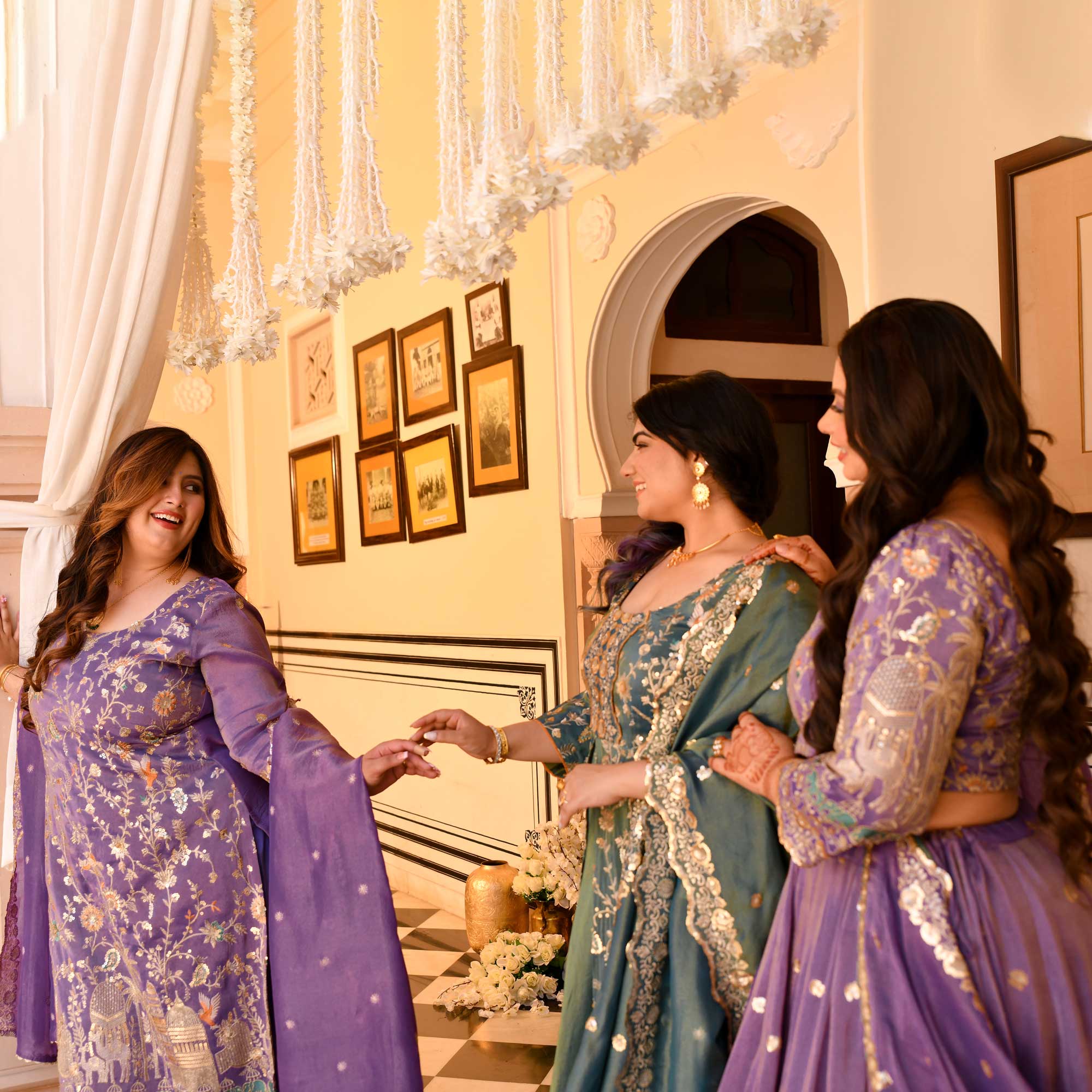 Urvashi - Wisteria Purple Sequin & Thread Embroidered Pure Tissue Silk Suit Set