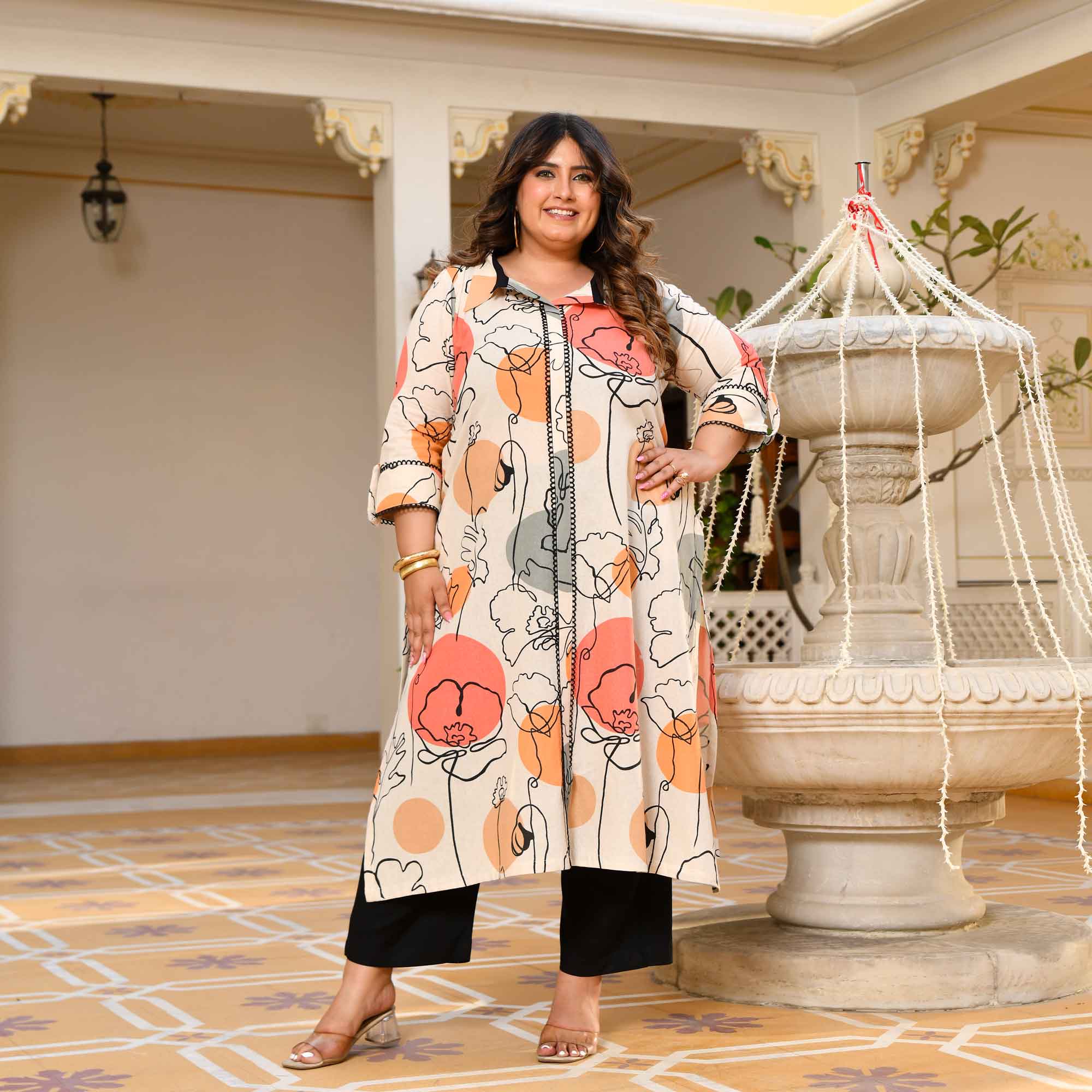 Cookies and Cream- Off-white Abstract Printed Pure Cotton Kurta