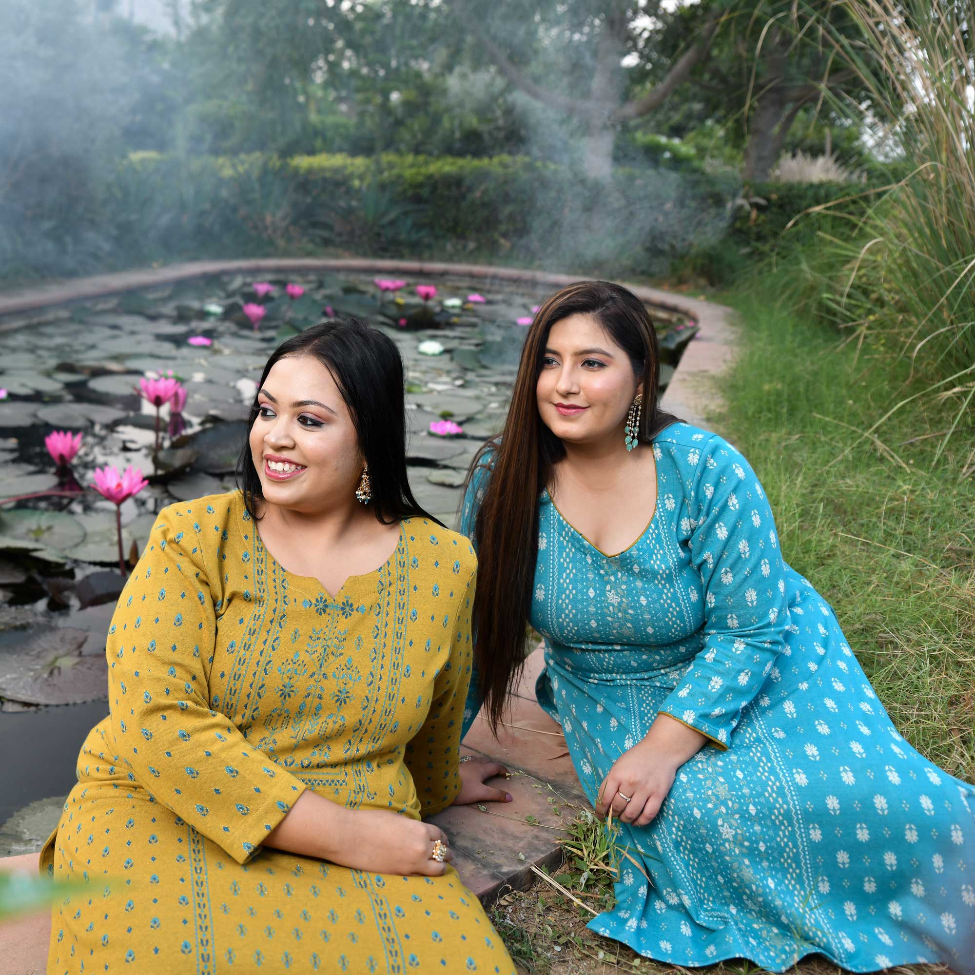 Serene Skyline Woollen Knitted Kurta Pant Set