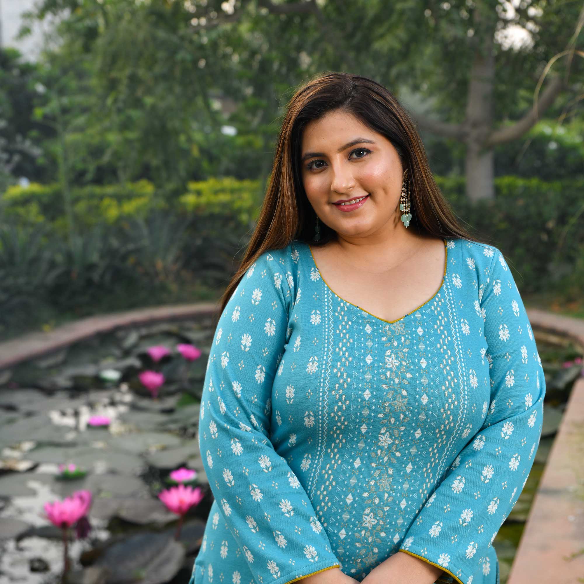 Serene Skyline Woollen Knitted Kurta