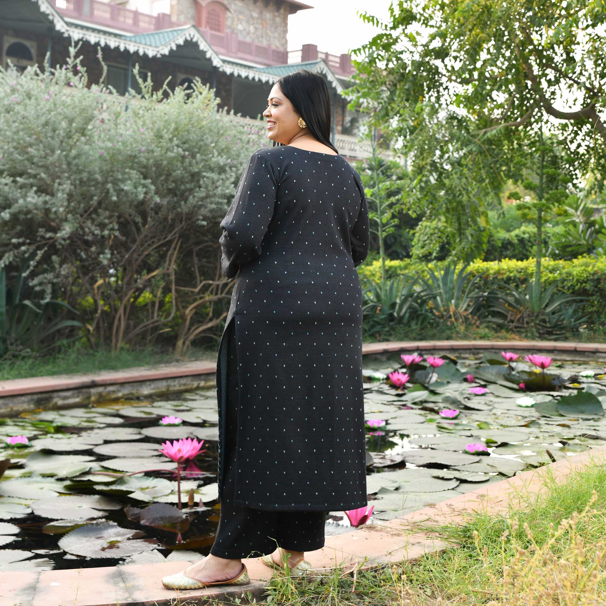 Sapphire Nightfall Woollen Knitted Kurta Pant Set