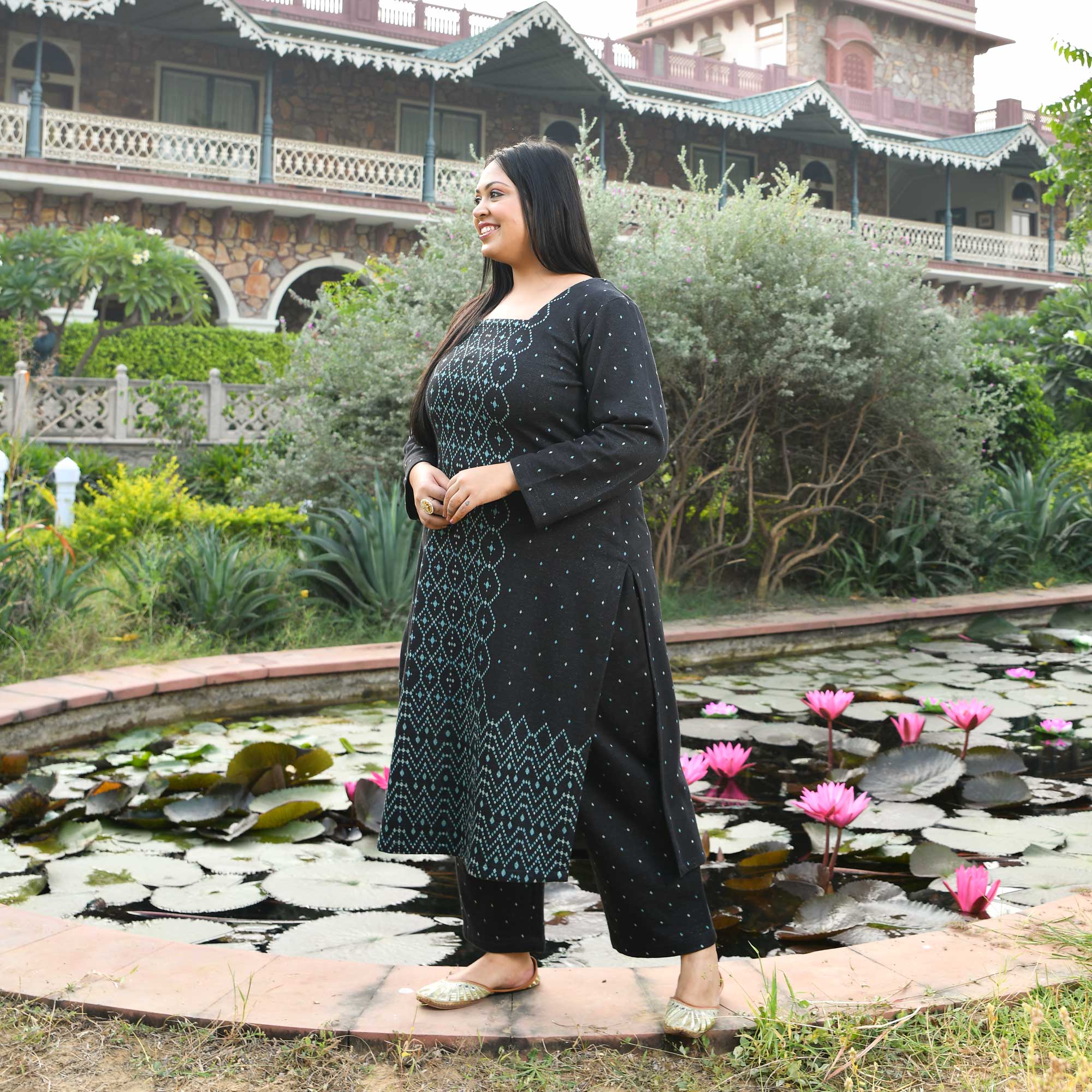 Sapphire Nightfall Woollen Knitted Kurta Pant Set