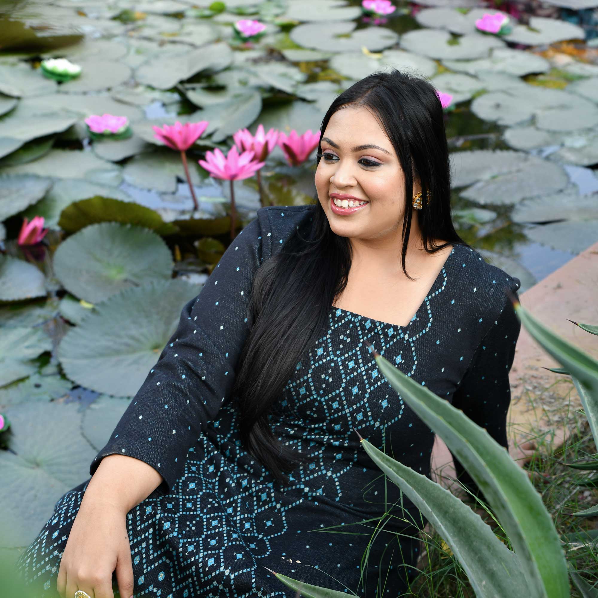 Sapphire Nightfall Woollen Knitted Kurta Pant Set