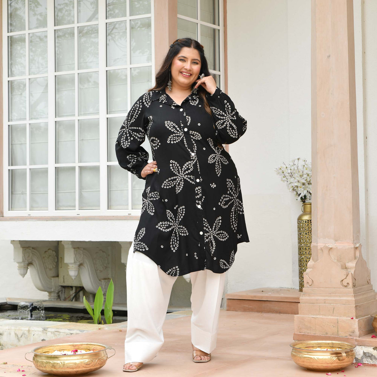 Emma- Black Bandhani Rayon Cotton Farshi Set
