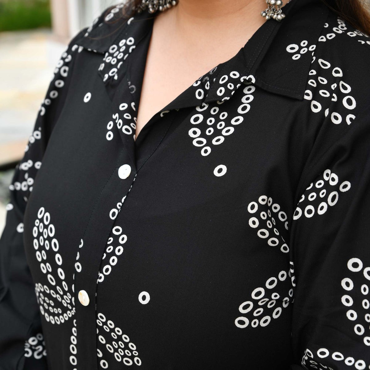 Emma- Black Bandhani Rayon Cotton Farshi Set