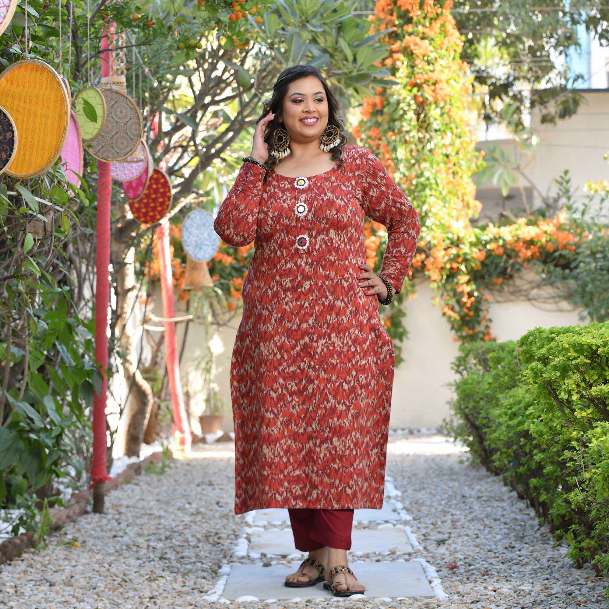 Terra Tint Woollen Mirror Embroidered Kurta