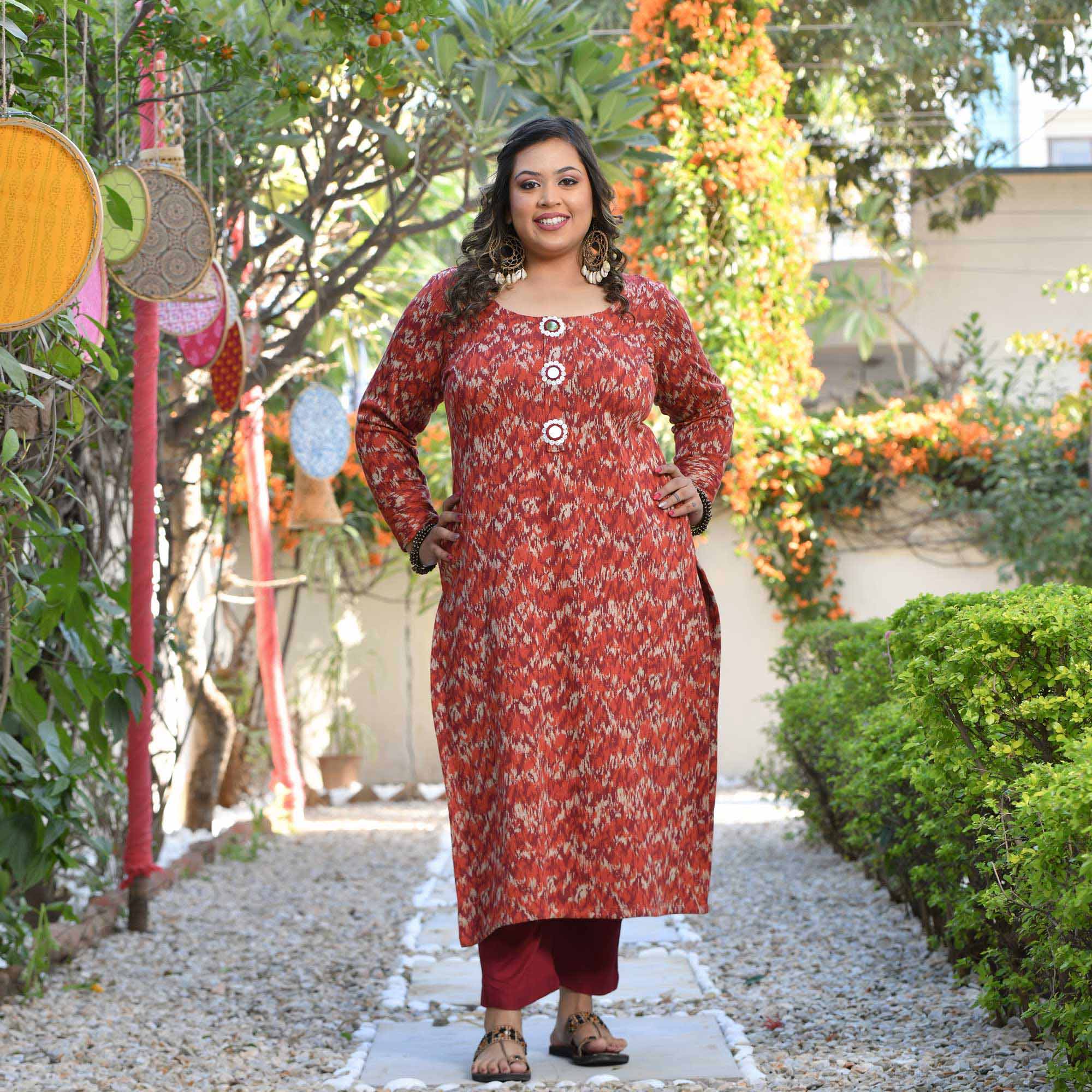 Terra Tint Woollen Mirror Embroidered Kurta