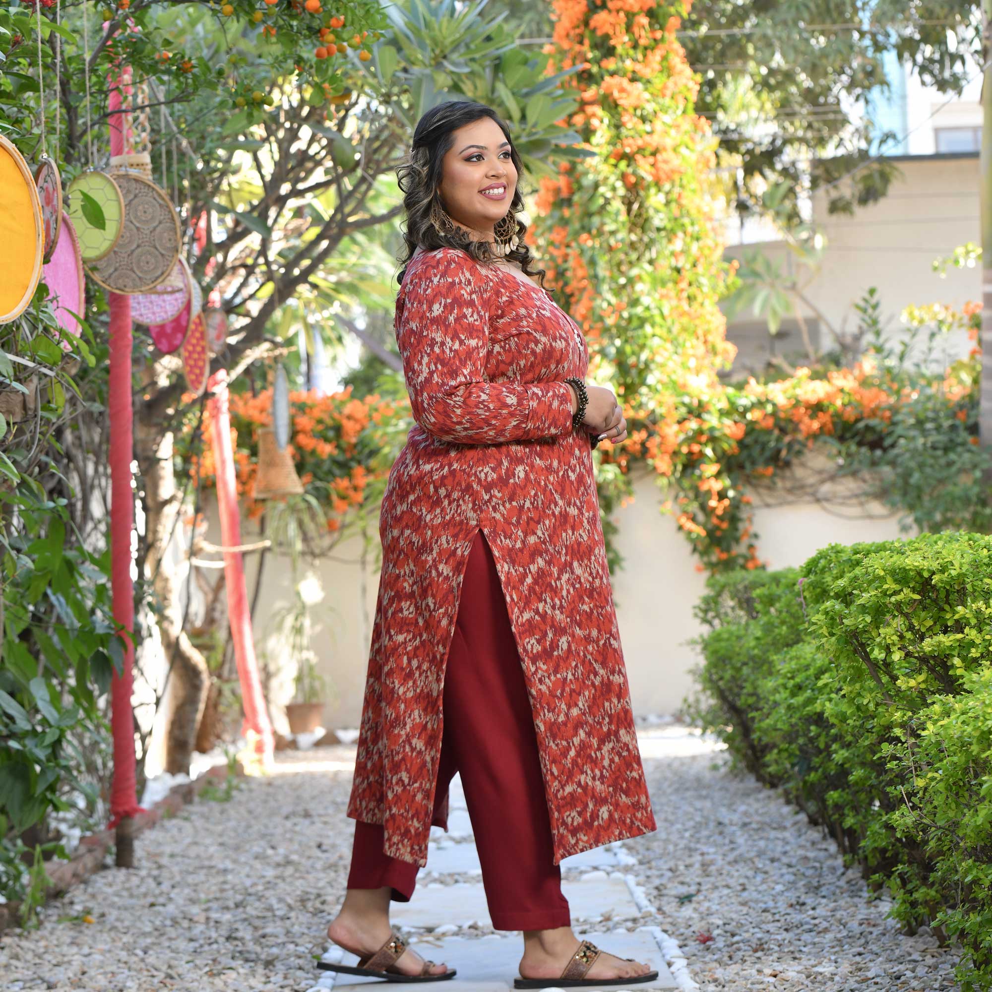 Terra Tint Woollen Mirror Embroidered Kurta