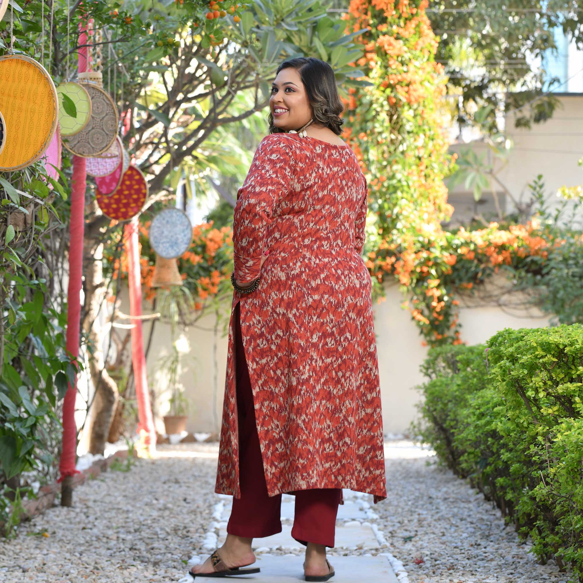 Terra Tint Woollen Mirror Embroidered Kurta