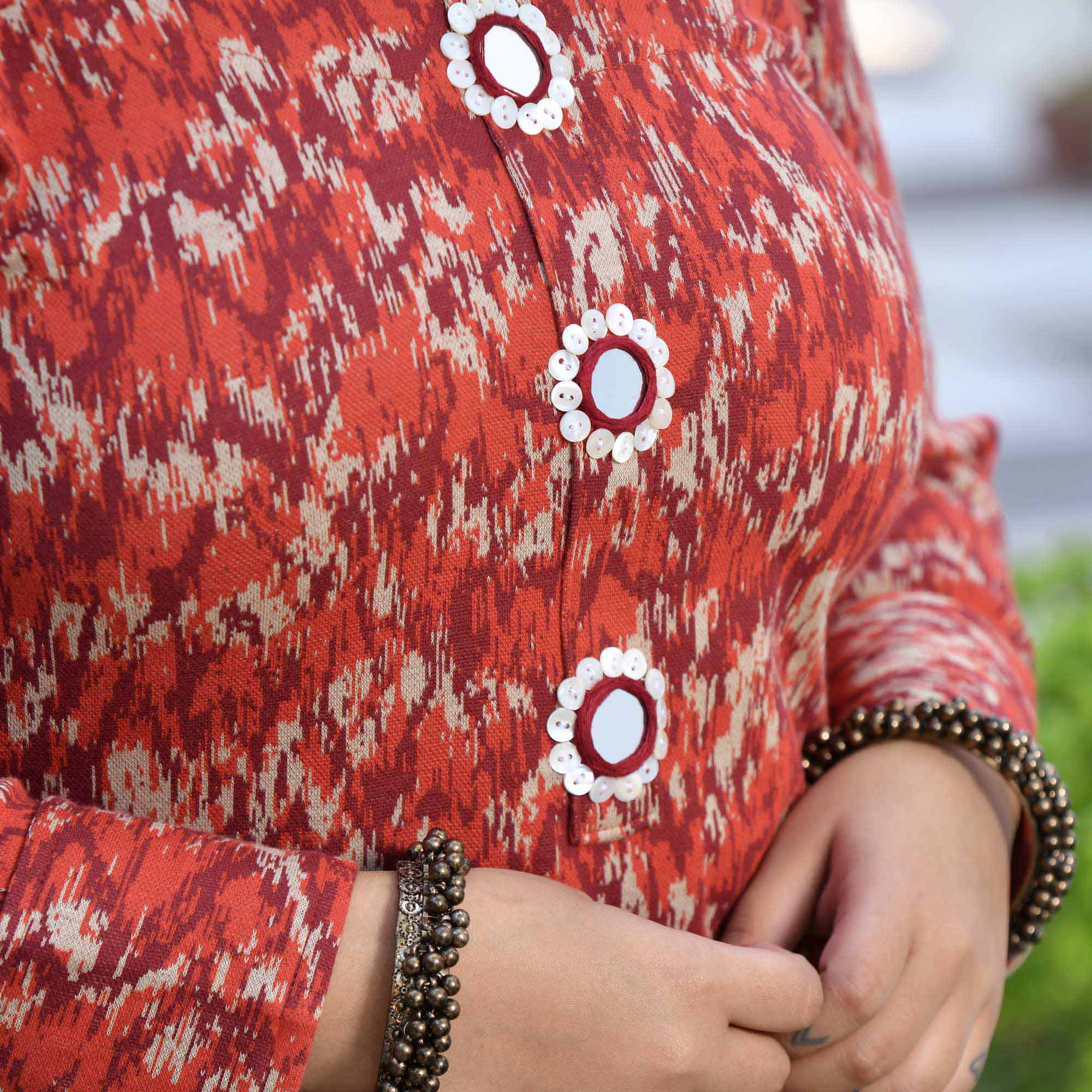 Terra Tint Woollen Mirror Embroidered Kurta