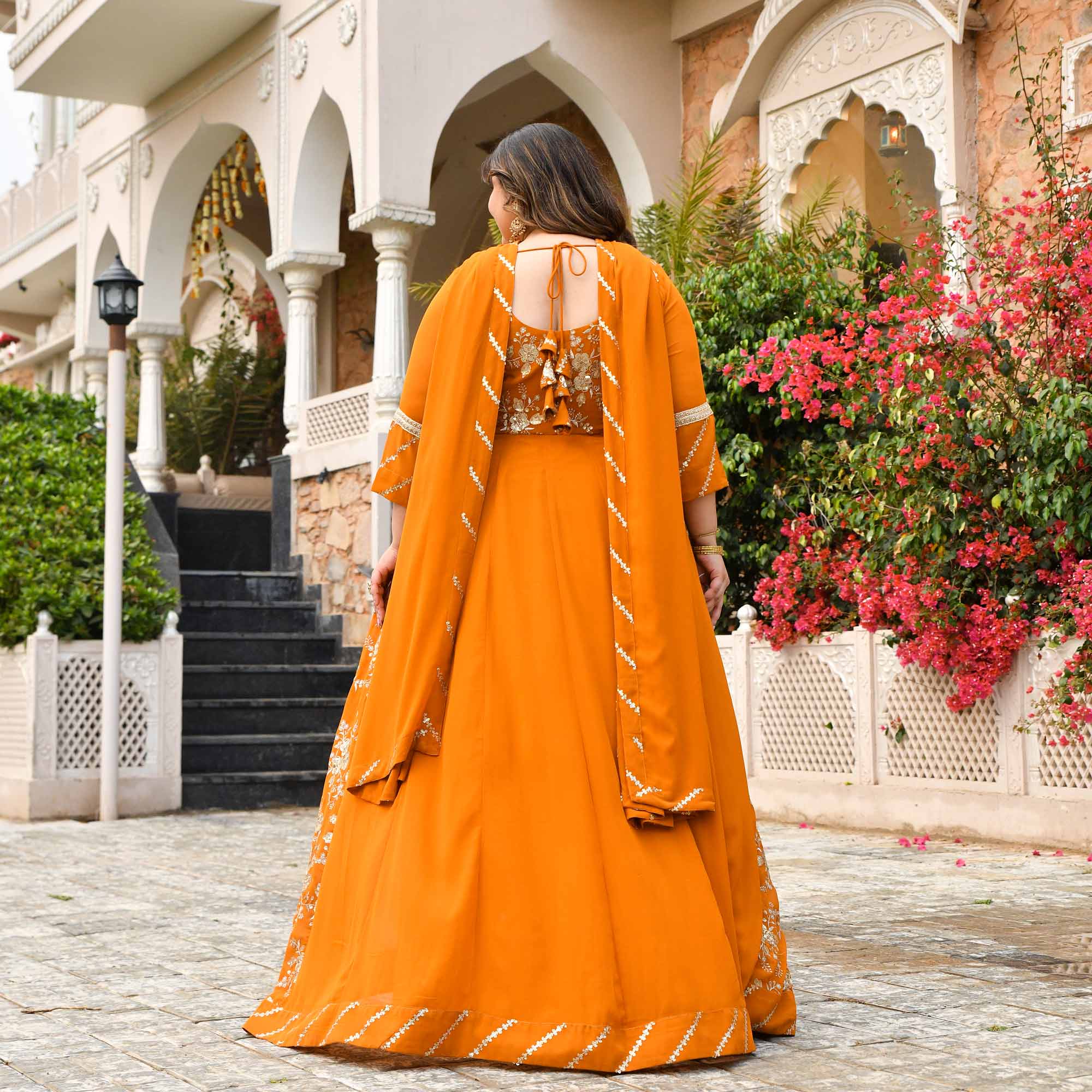 Dil Deewana- Mustard Sequin Embroidered Georgette Anarkali Set
