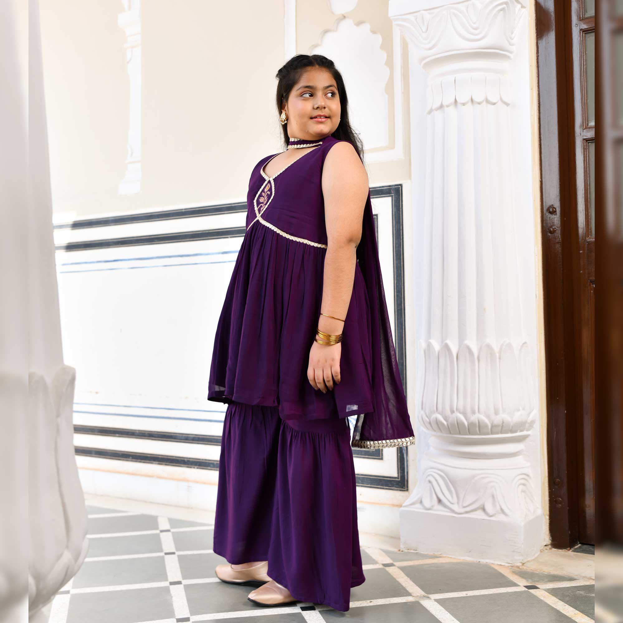 Twinkling Star Banarasi Alia Cut Sharara Set