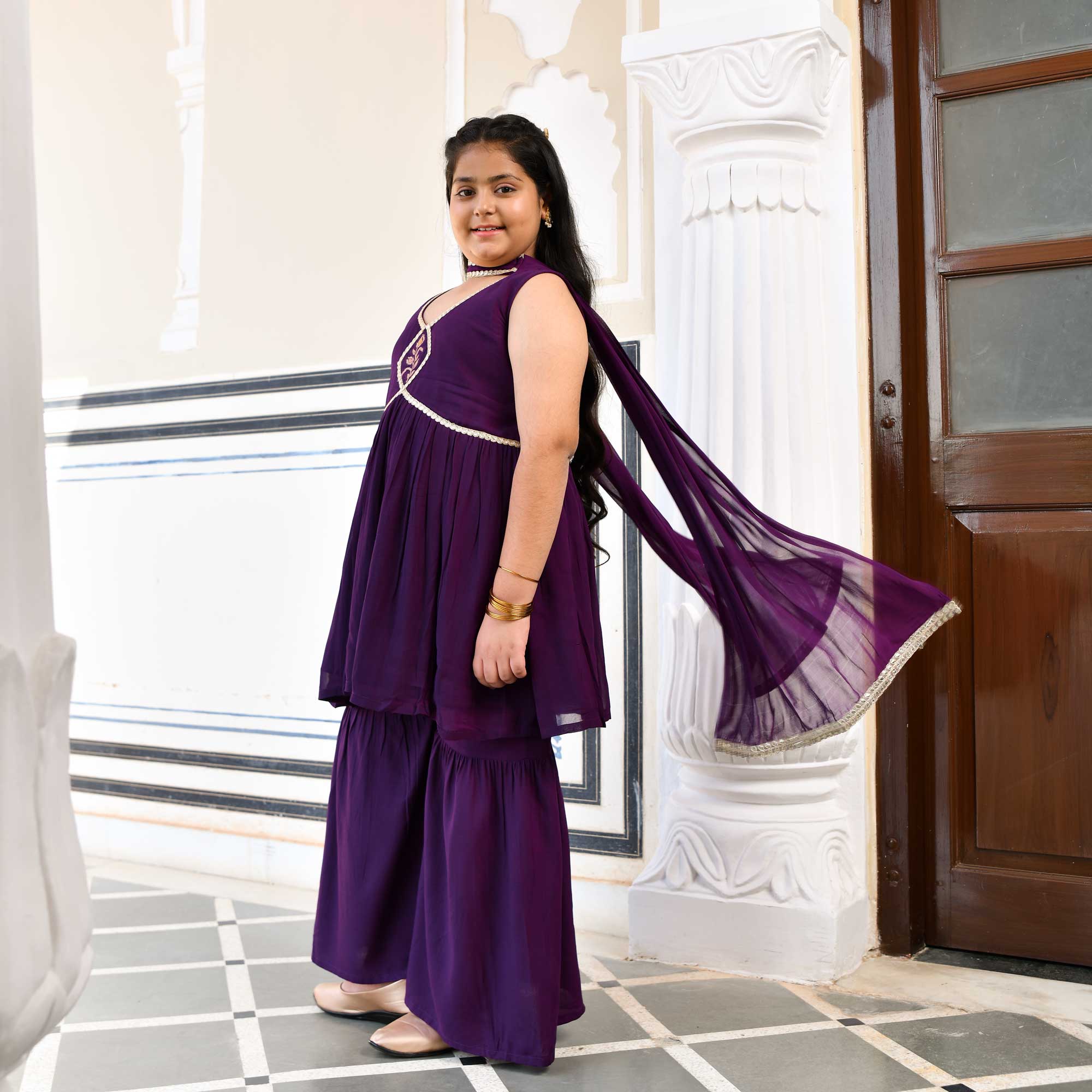 Twinkling Star Banarasi Alia Cut Sharara Set