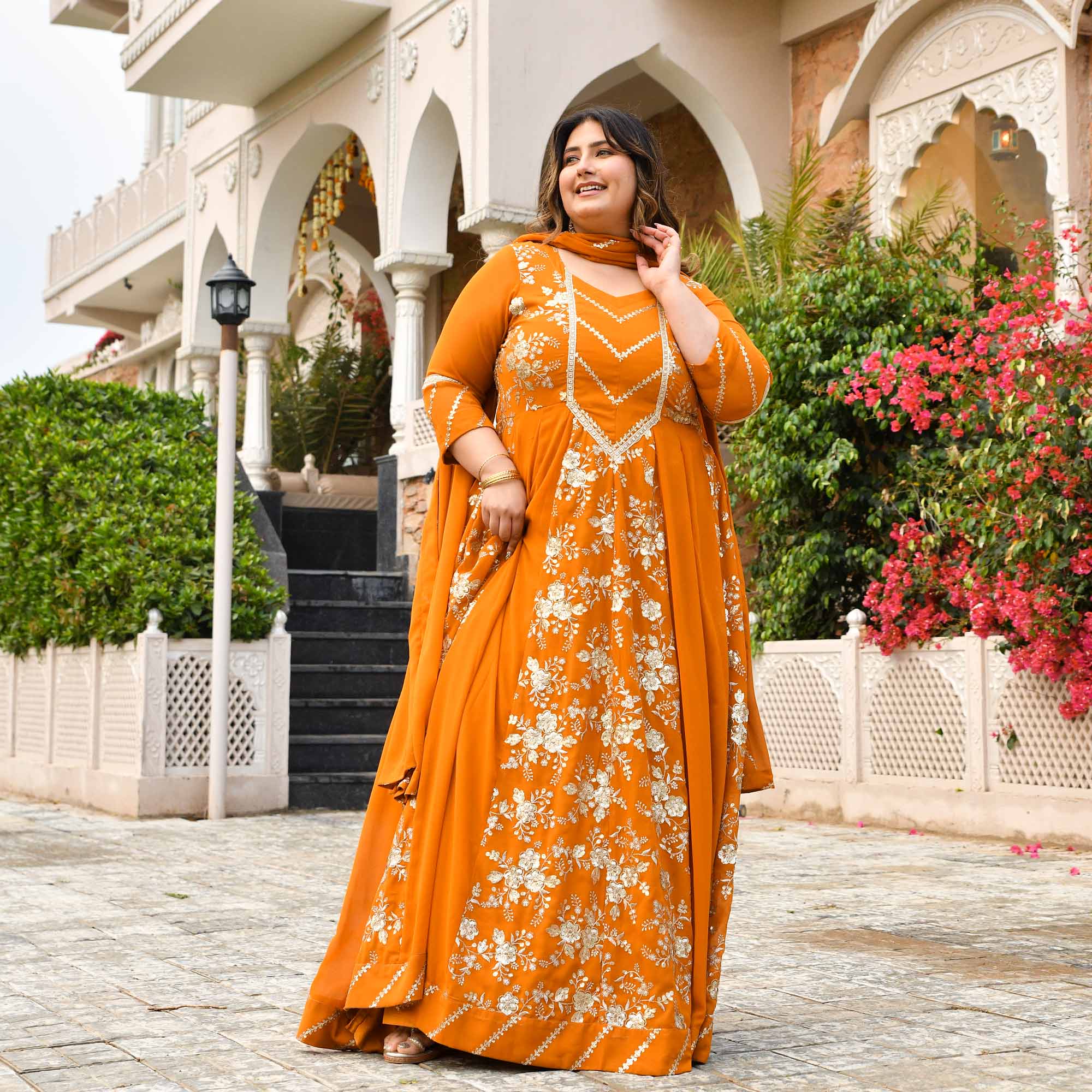 Dil Deewana- Mustard Sequin Embroidered Georgette Anarkali Set