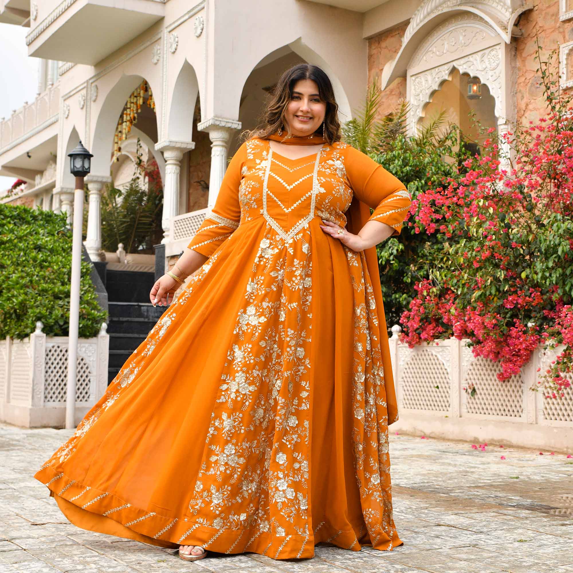 Dil Deewana- Mustard Sequin Embroidered Georgette Anarkali Set