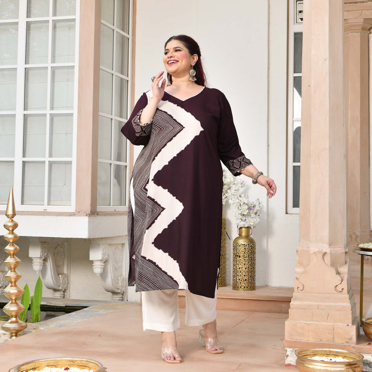 Sushi- Cola Geometrical Print Rayon Cotton Kurta