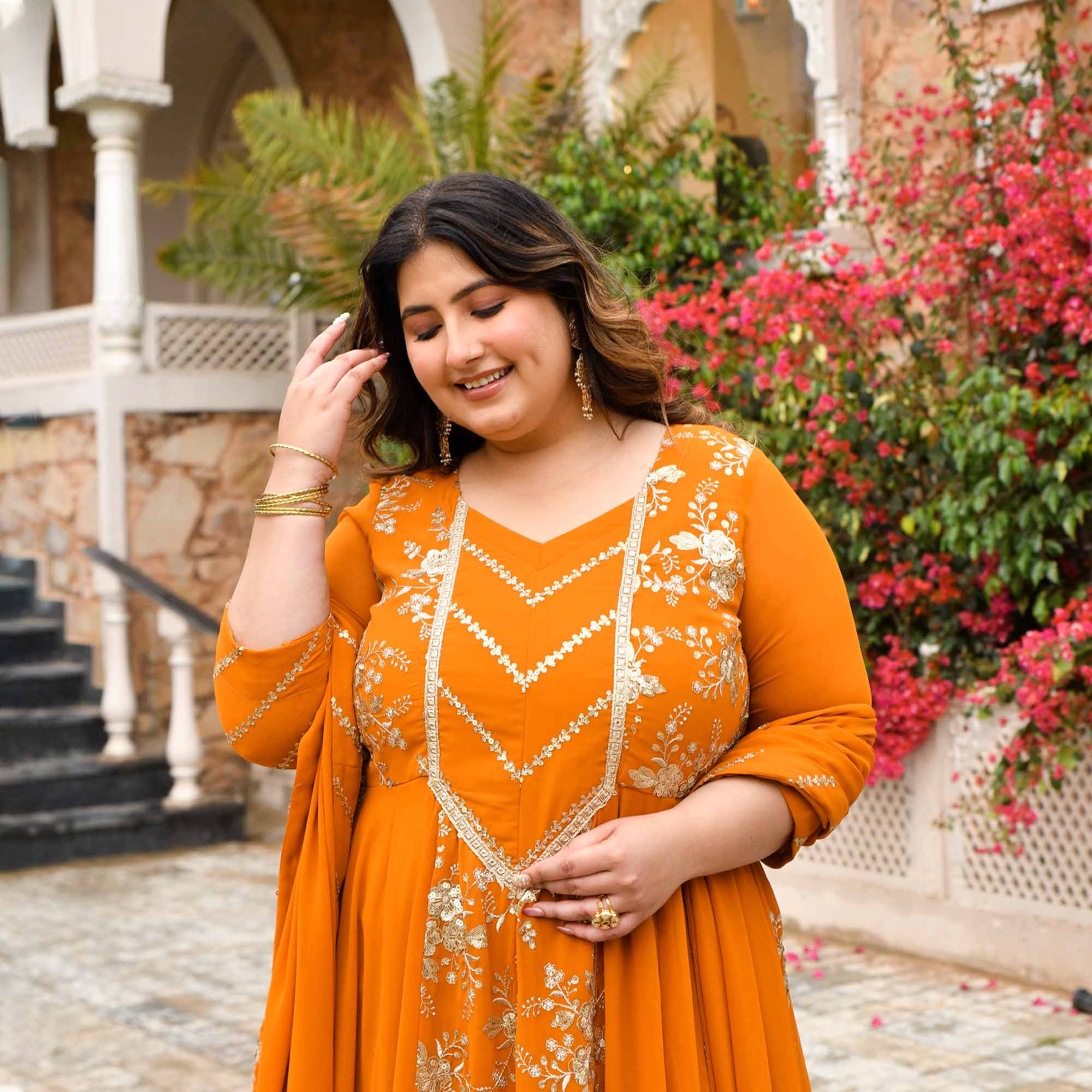 Dil Deewana- Mustard Sequin Embroidered Georgette Anarkali Set