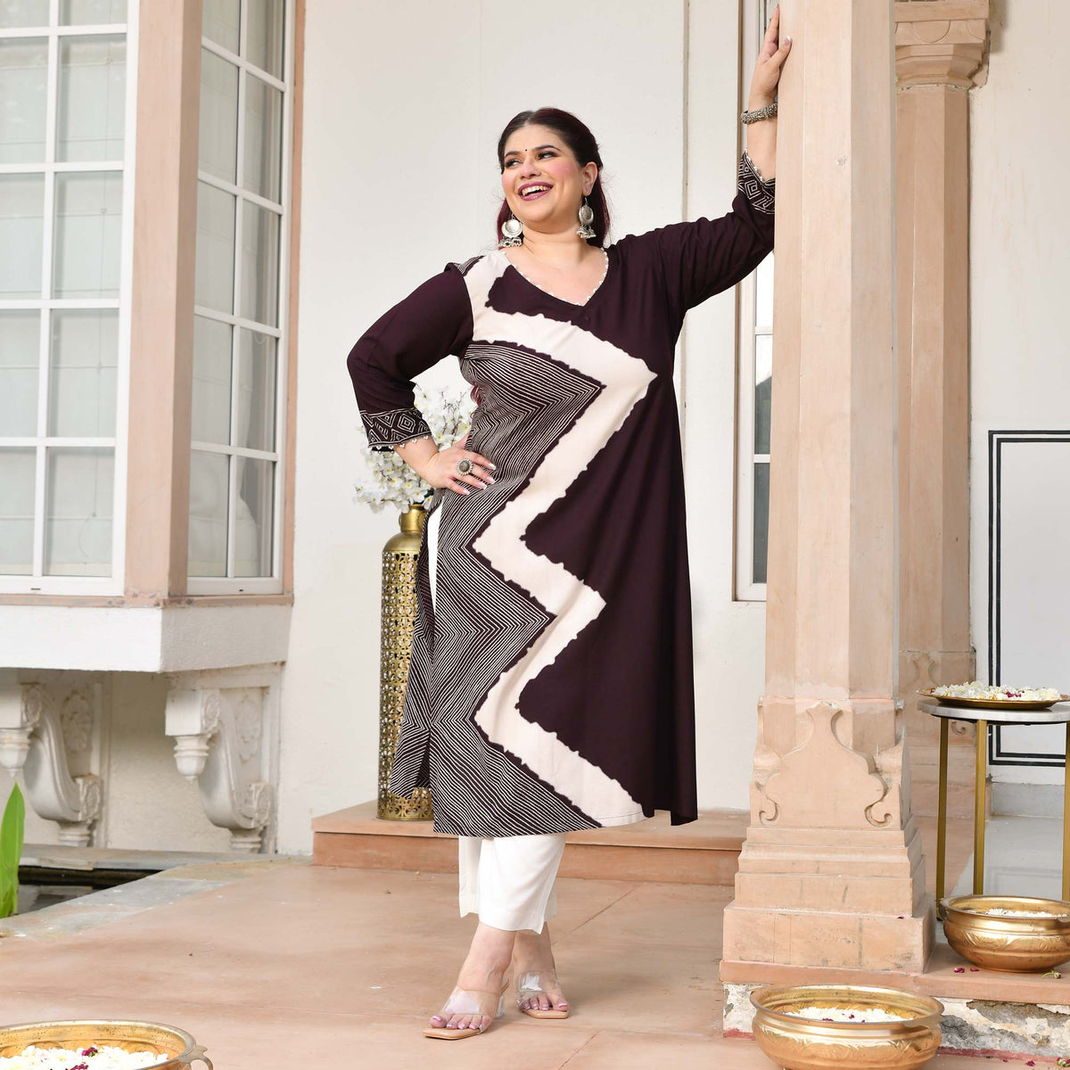 Sushi- Cola Geometrical Print Rayon Cotton Kurta