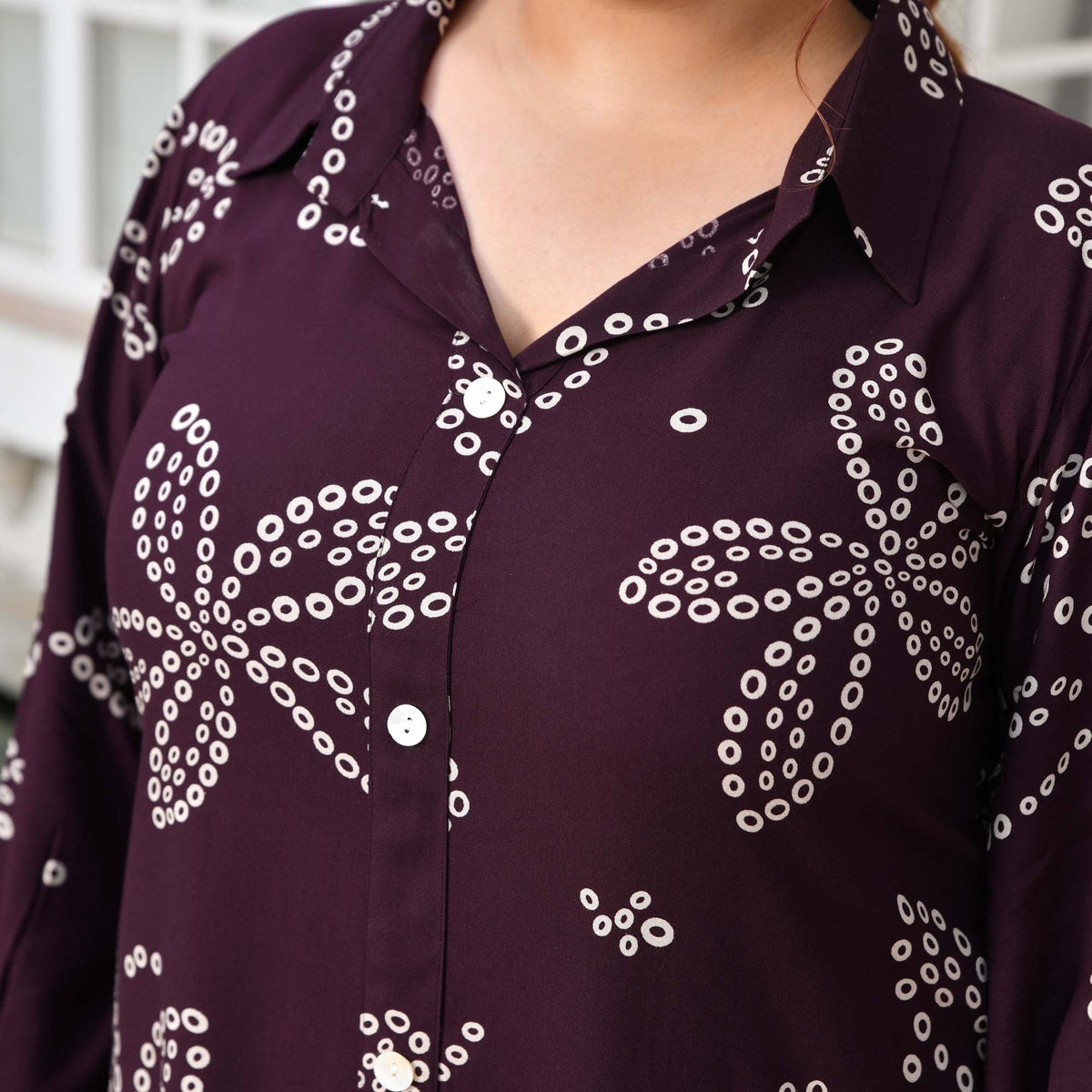 Isabelle- Plum Bandhani Rayon Cotton Farshi Set
