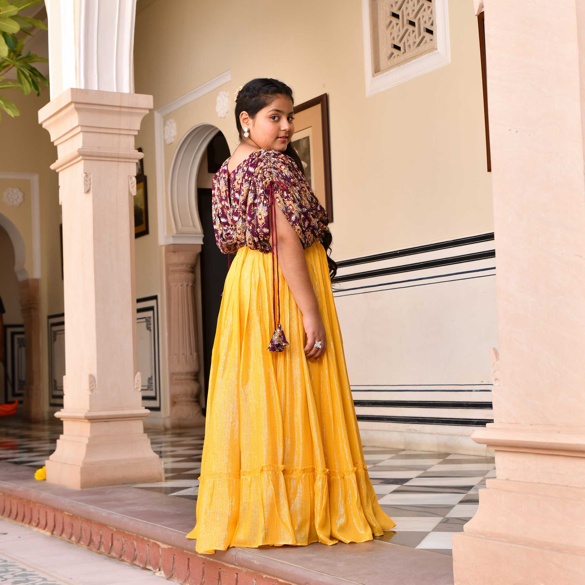 Wine & Sunshine Position Printed Lehenga Set