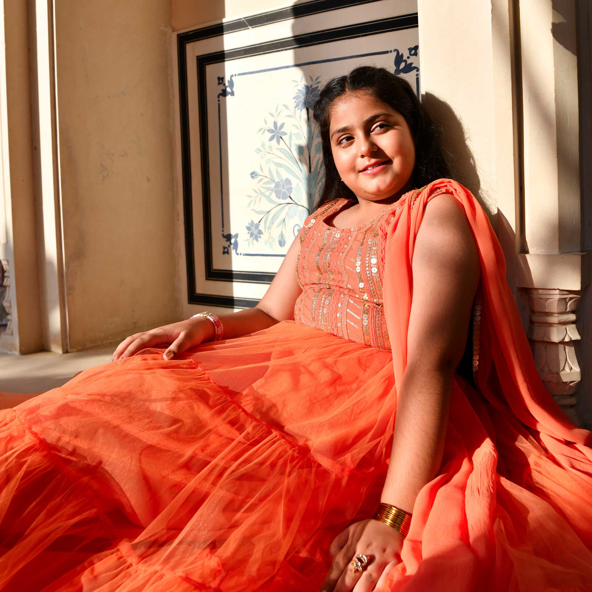 Poppy Passion Sequin Embroidered Net Lehenga Set