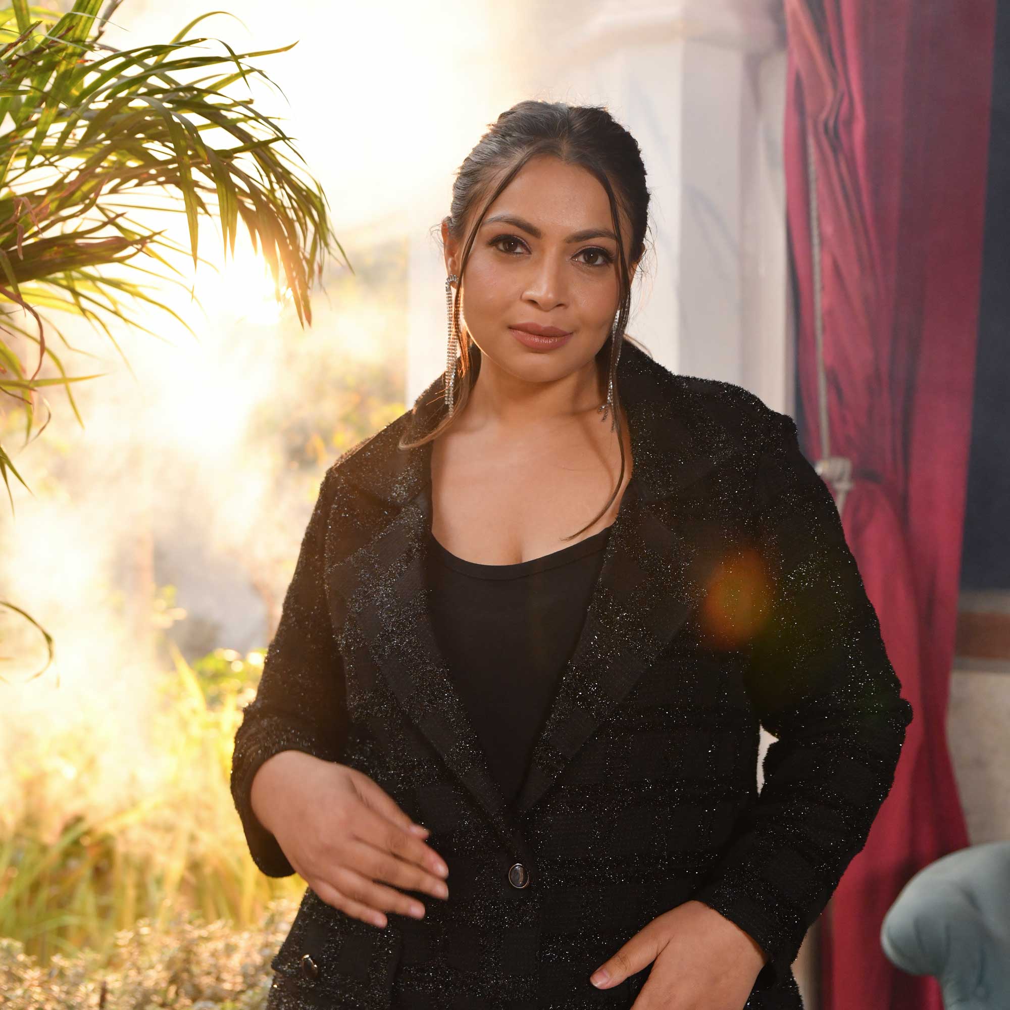 Onyx Black Opulent Tweed Blazer