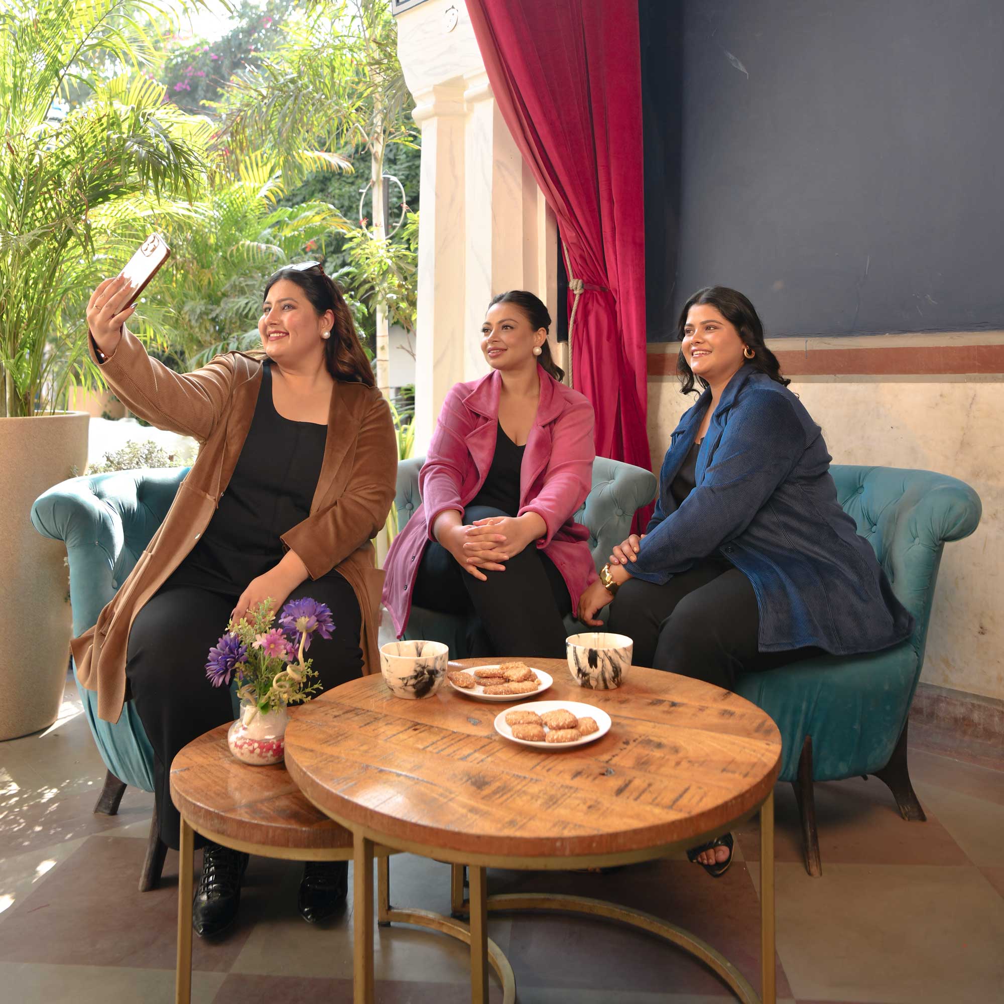 Woollen Cobalt Blue Corduroy Stretchable Coat