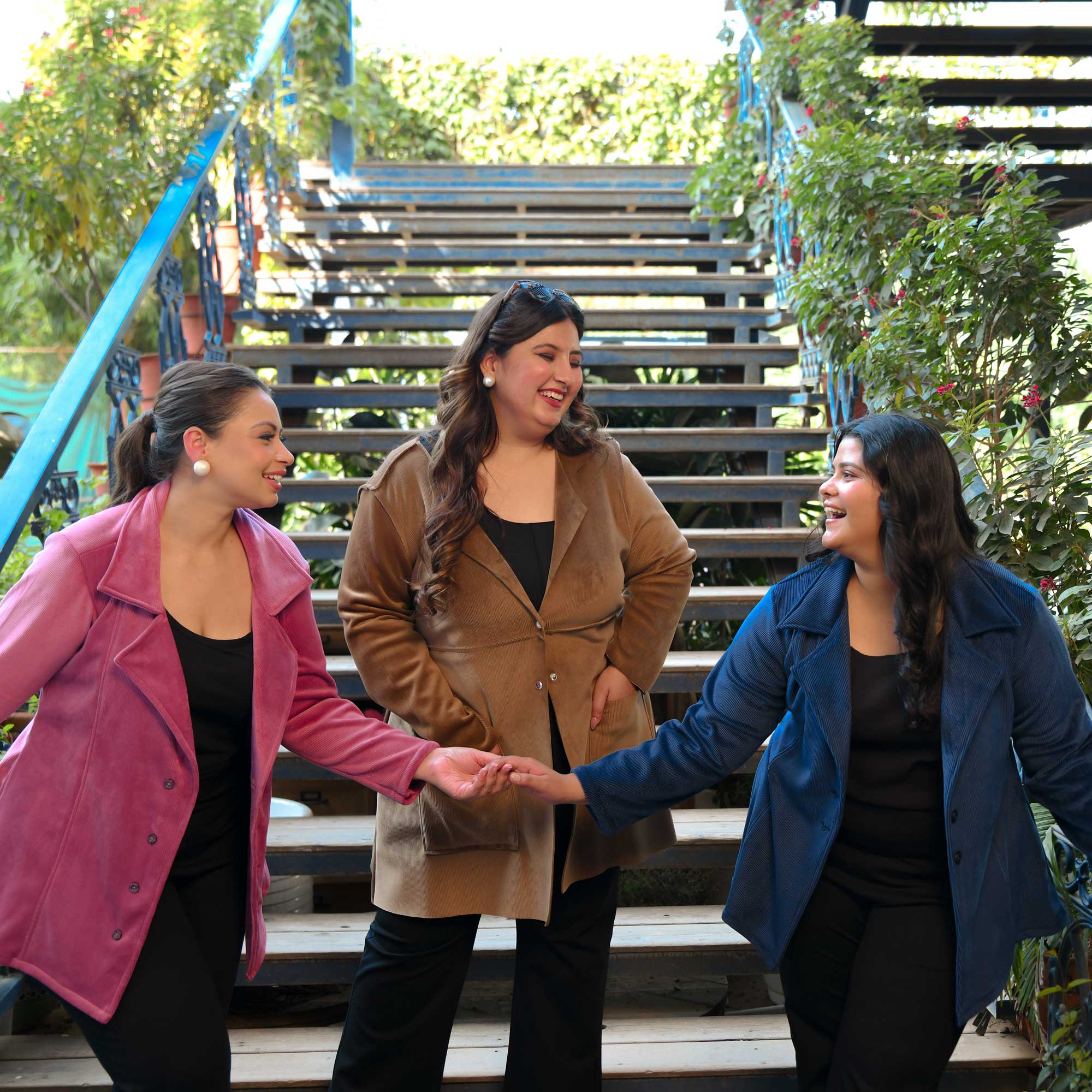 Woollen Cobalt Blue Corduroy Stretchable Coat