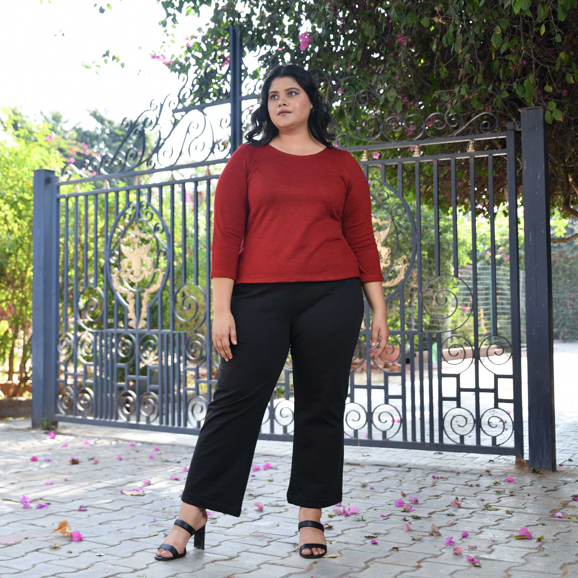Woollen Maroon Stretchable Knitted Top