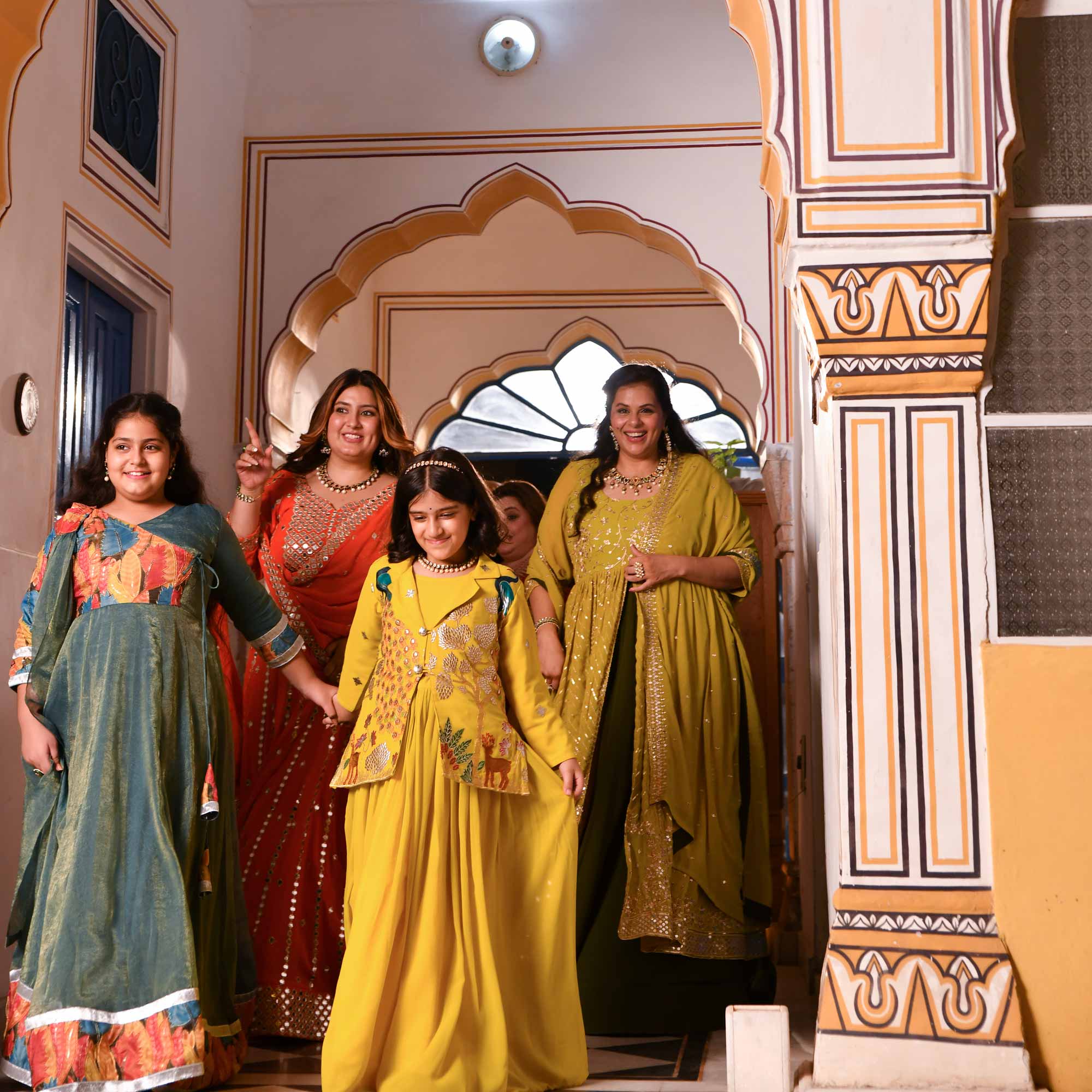 Spiced Mandarine-Orange Mirror Embroidered Pure Georgette Lehenga Set