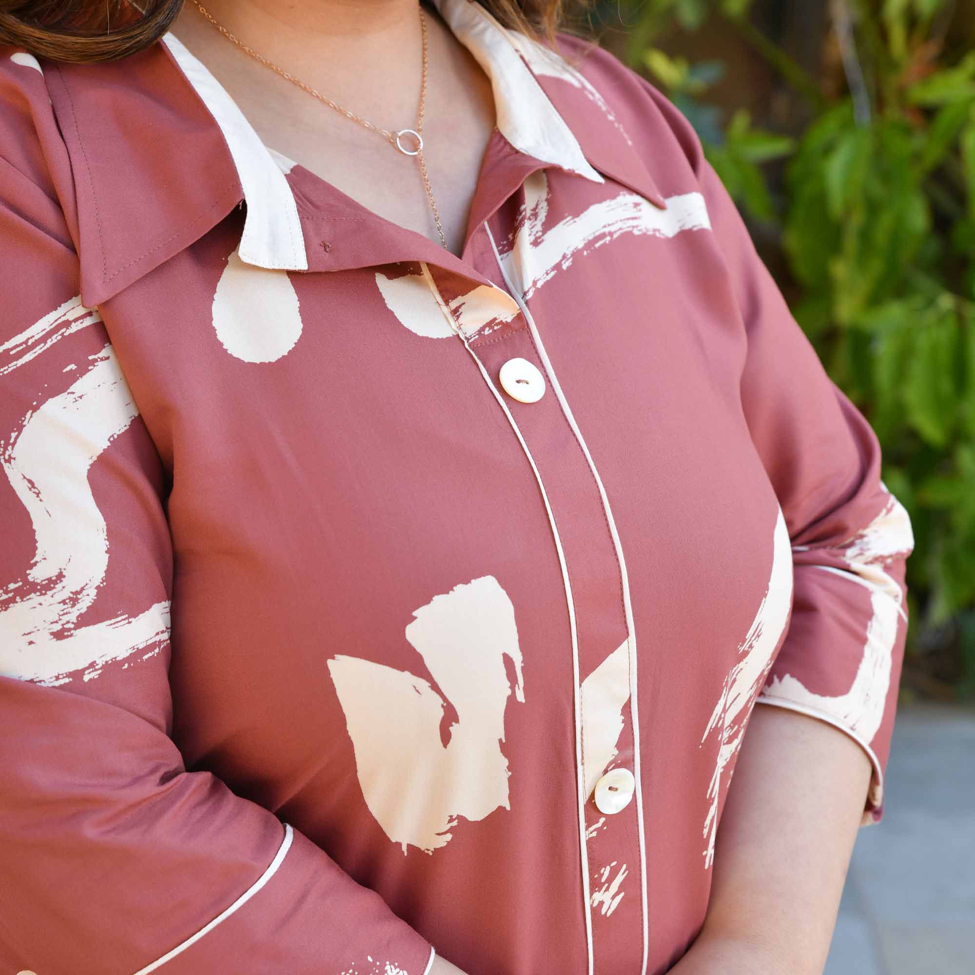 Falooda- Onion Pink Abstract Heavy GSM Rayon Cotton Kurta