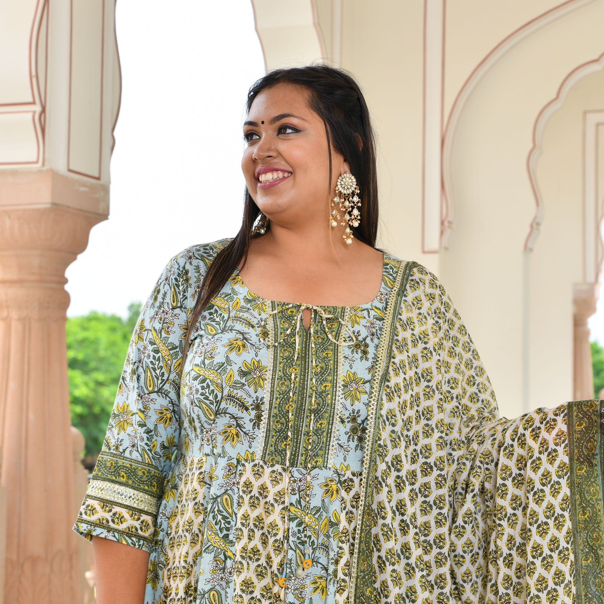 Celestial Bloom Floral Cotton Anarkali
