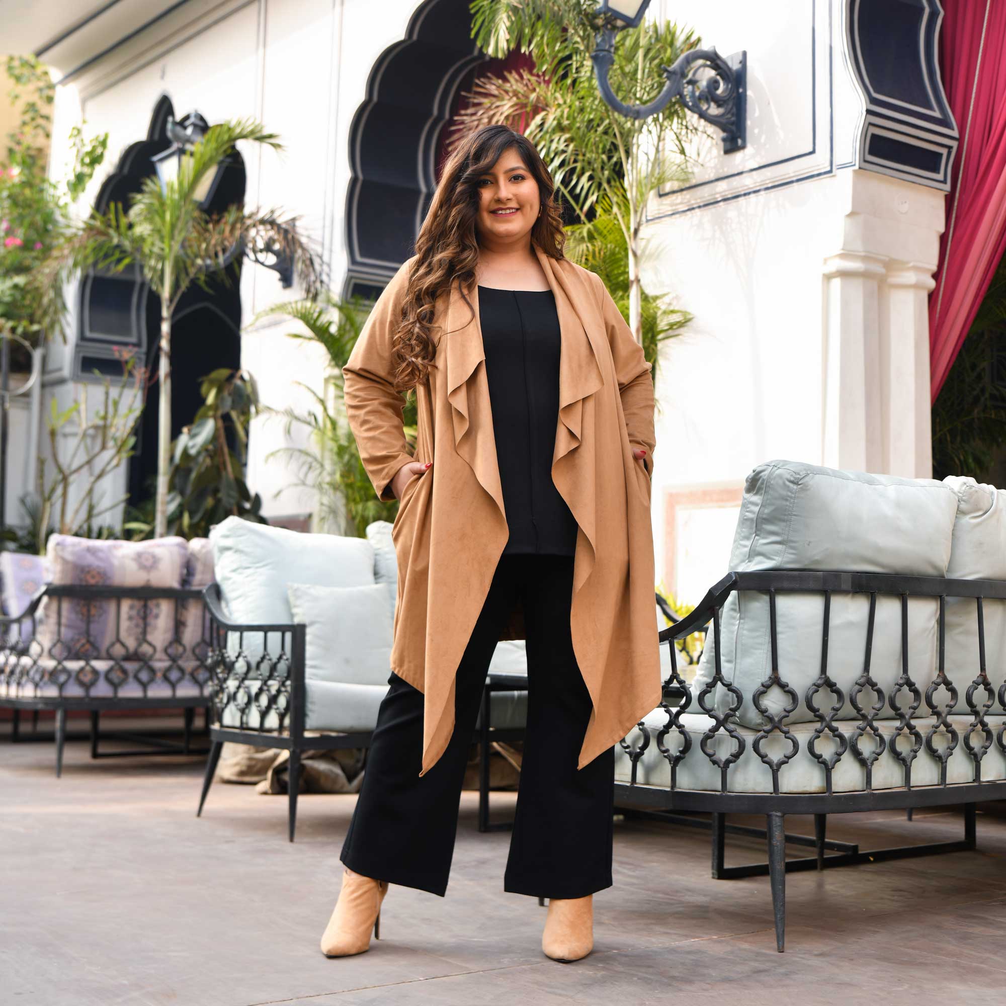 Woollen Ginger Gleam Suede Stretchable Coat