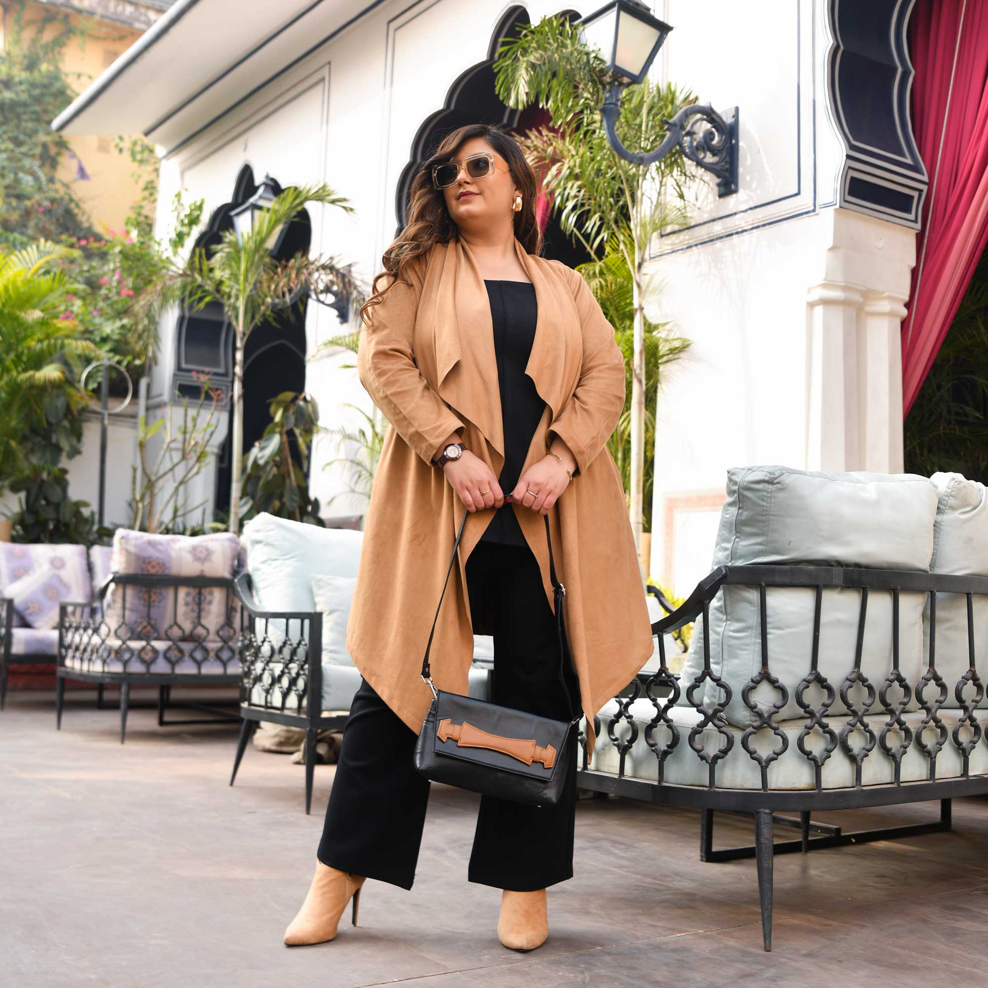 Woollen Ginger Gleam Suede Stretchable Coat