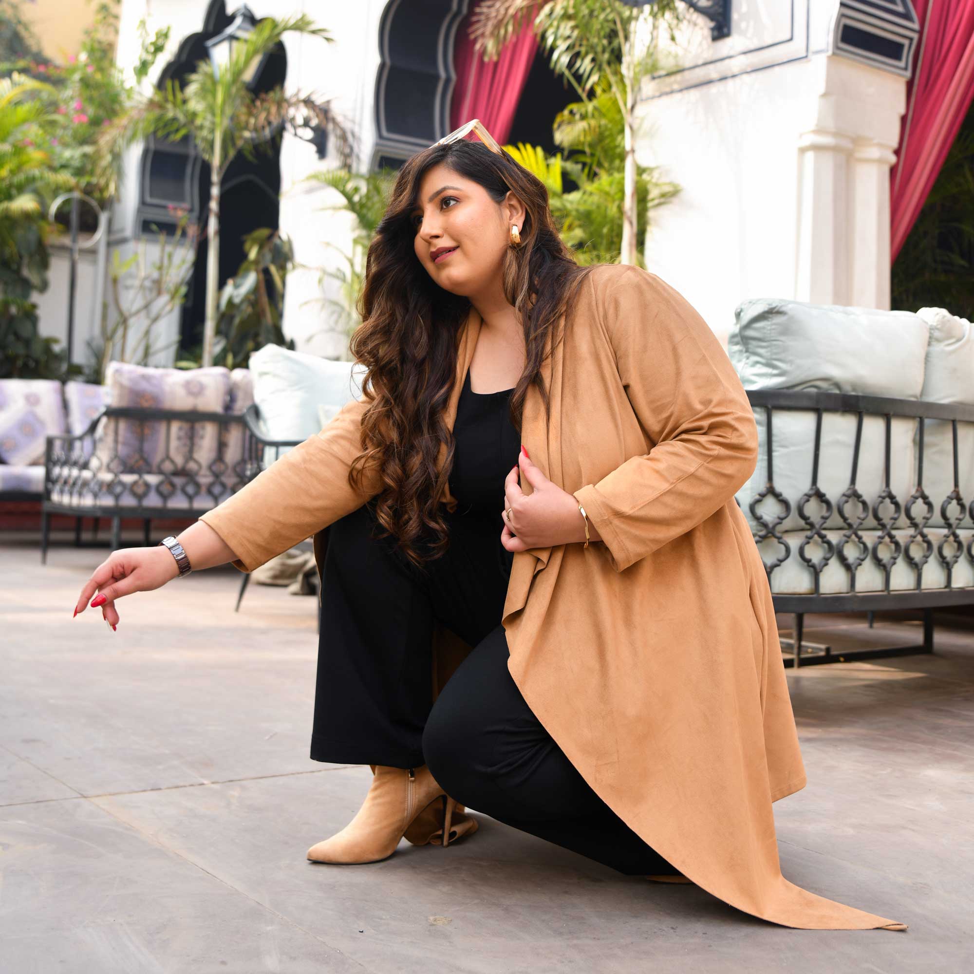 Woollen Ginger Gleam Suede Stretchable Coat