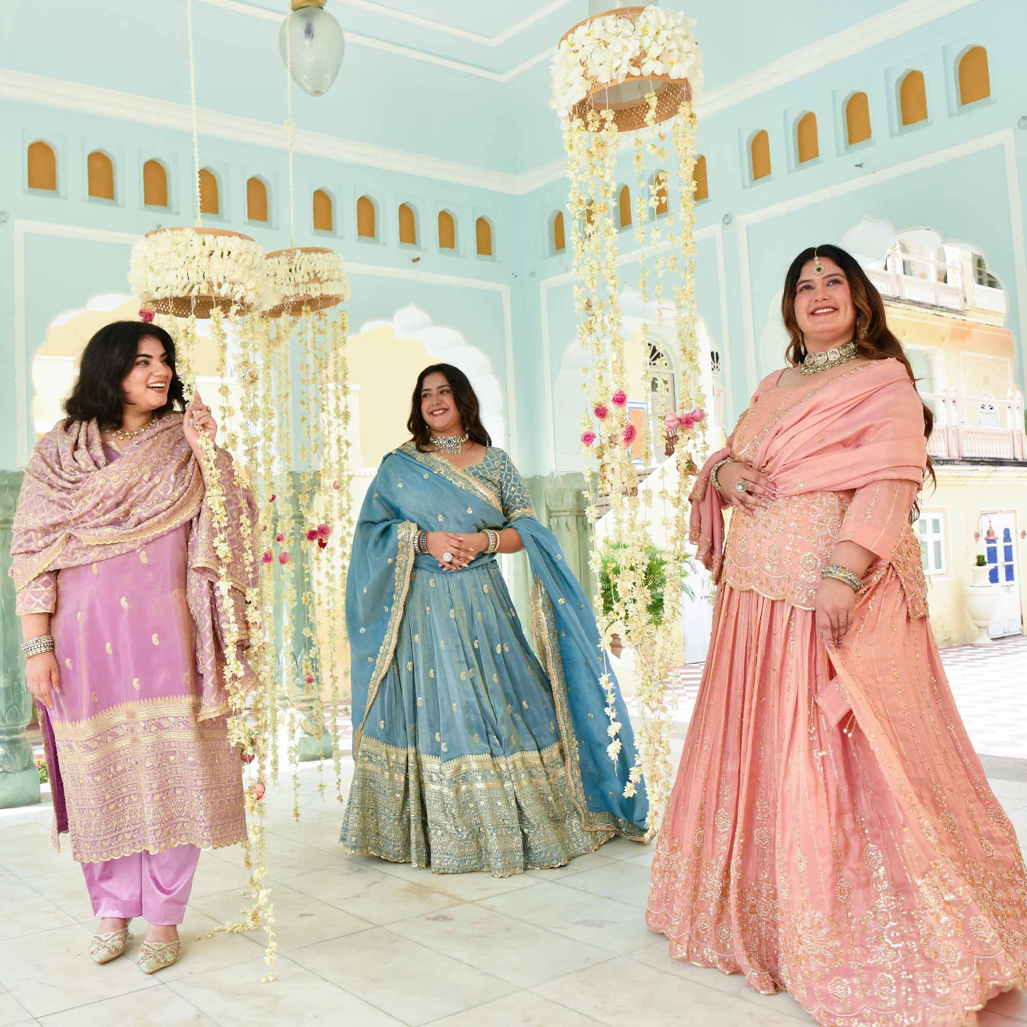 Raabta- Rose Gold Cutdana Embroidered Pure Tissue Silk Lehenga Set