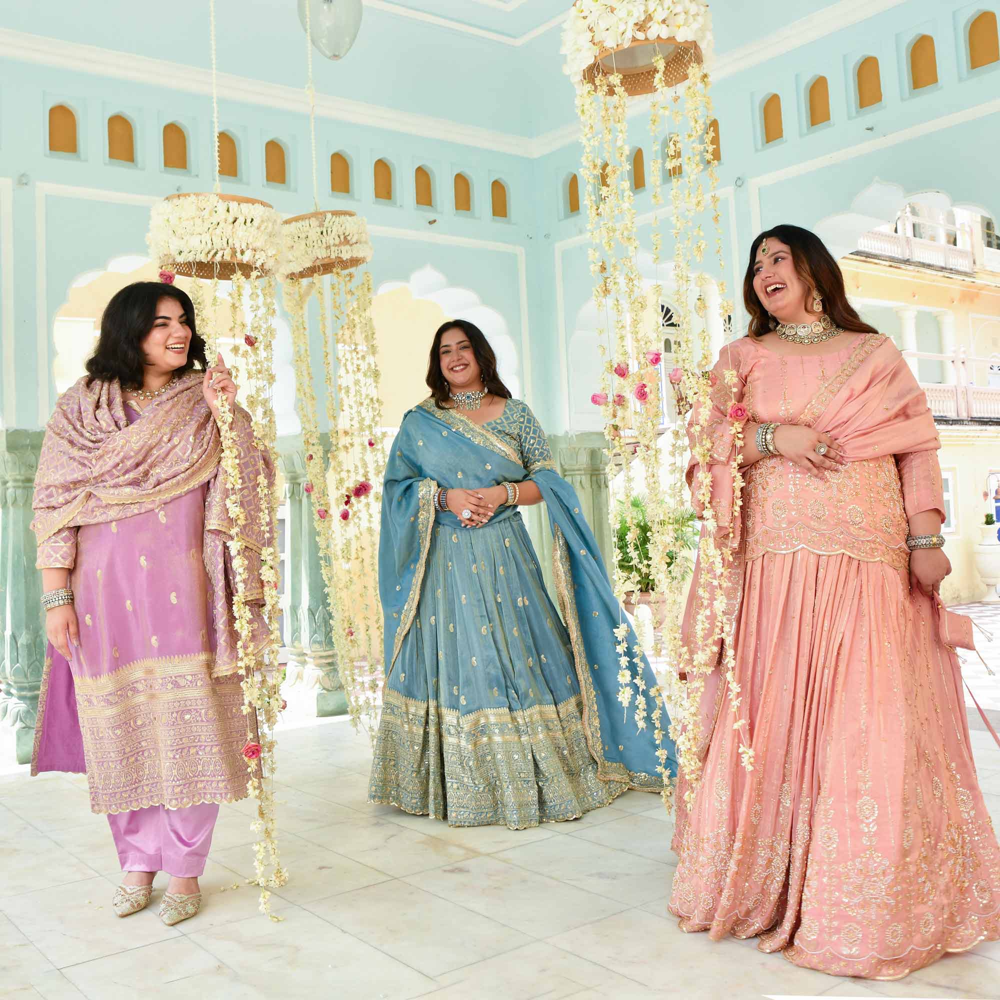 Raabta- Rose Gold Cutdana Embroidered Pure Tissue Silk Lehenga Set