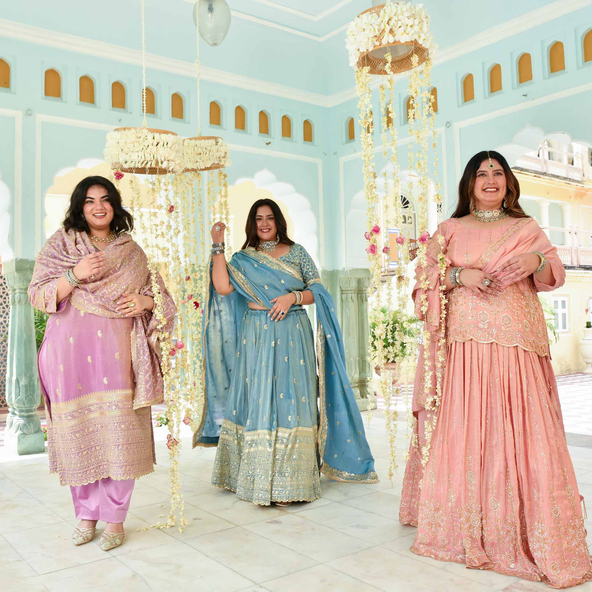 Sitara- Powder Blue Sequin Embroidered Pure Tissue Silk Lehenga Set