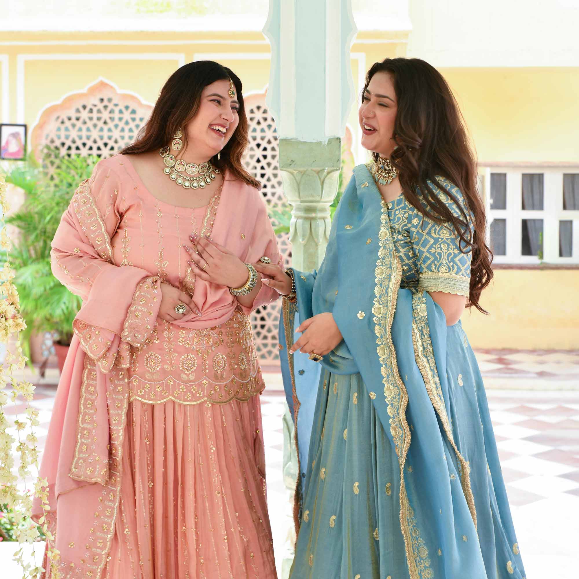 Sitara- Powder Blue Sequin Embroidered Pure Tissue Silk Lehenga Set