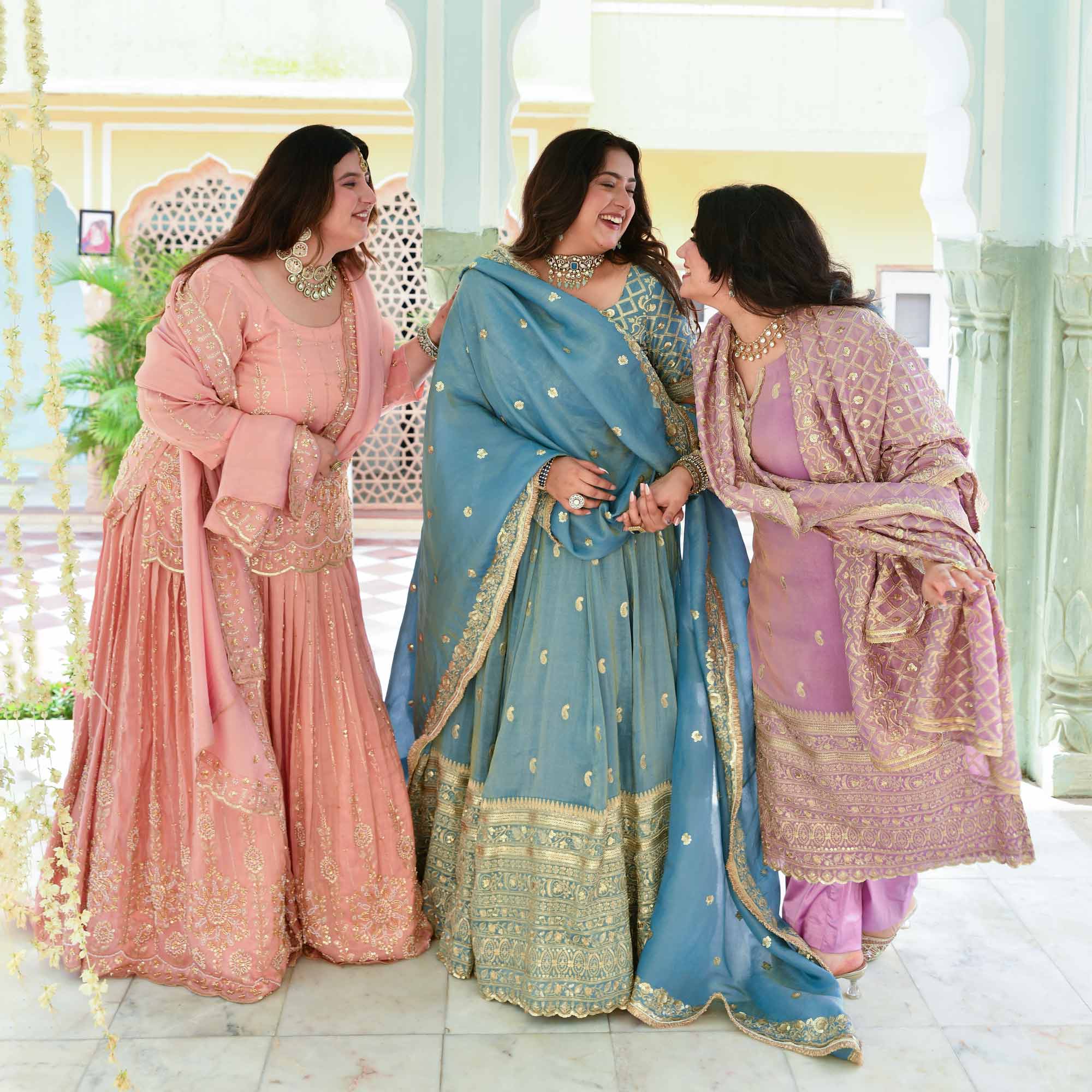 Sitara- Powder Blue Sequin Embroidered Pure Tissue Silk Lehenga Set