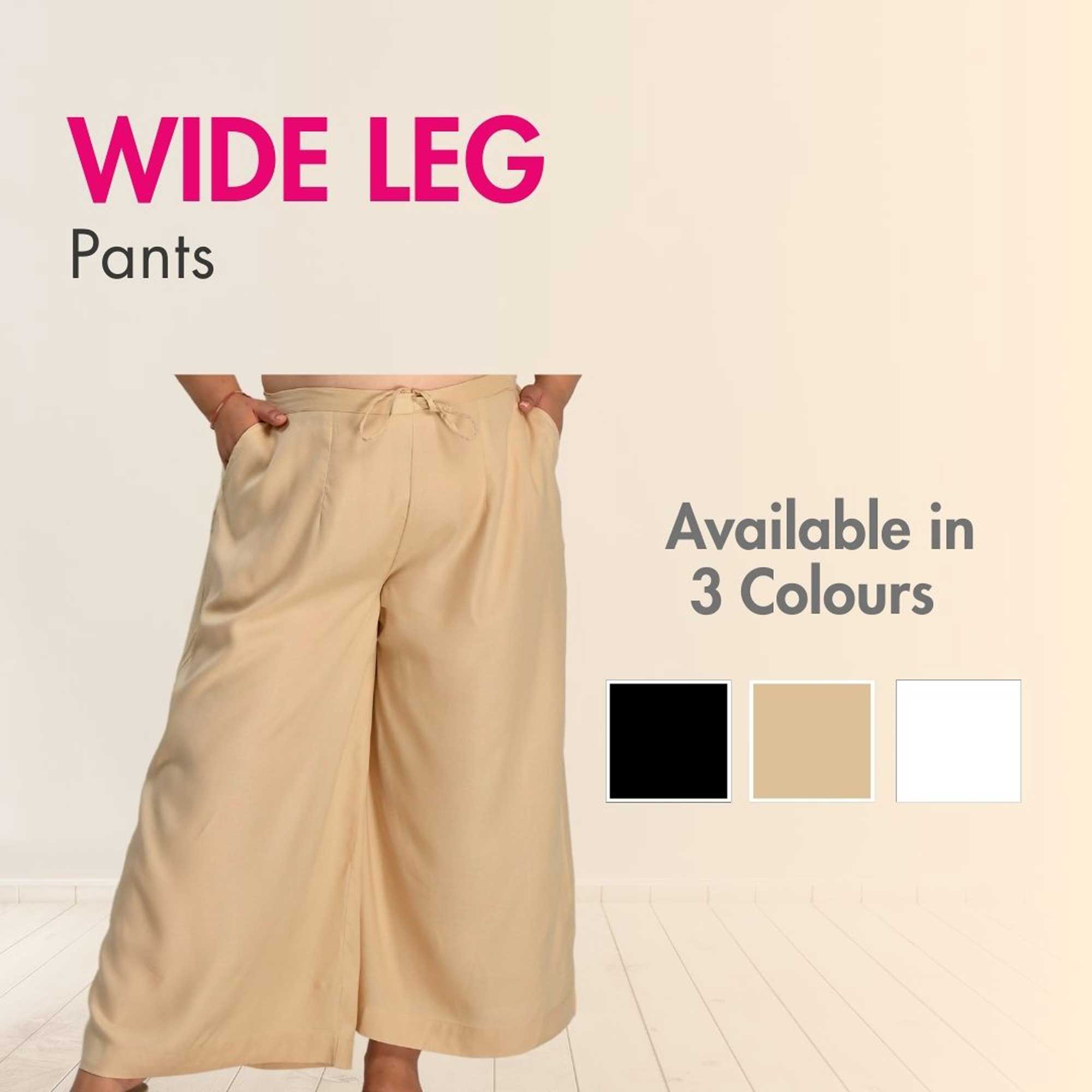 Plus Size Wide Leg Pants Combo 6 (Black, Beige, White)