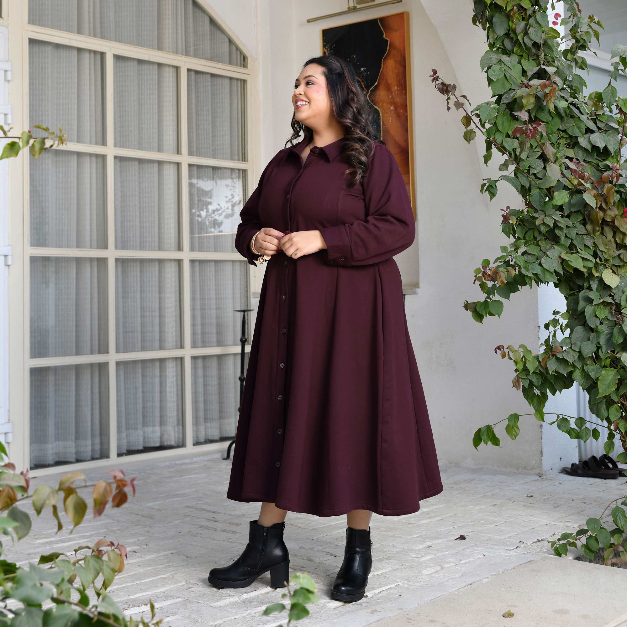 Woollen fleece Aline dress