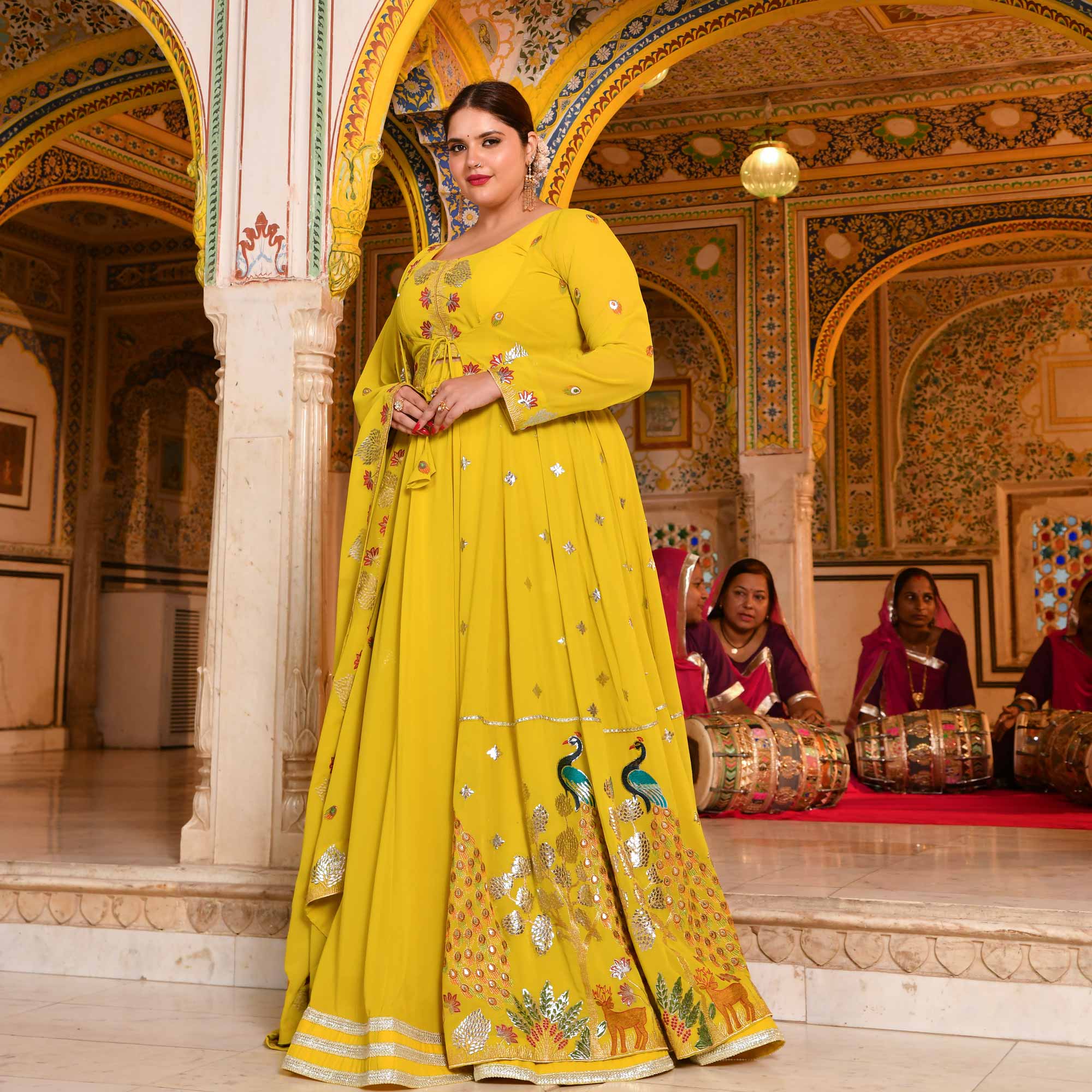 Shahzadi-Imperial Lime Embroidered Cape Set